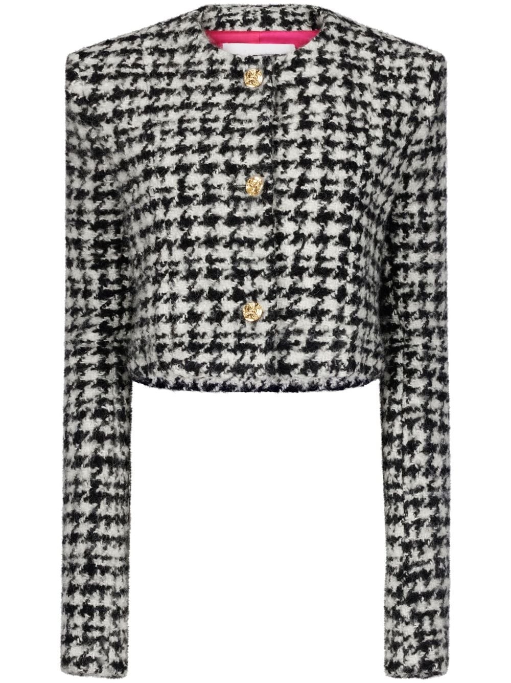 houndstooth-pattern wool-cotton jacket - 1