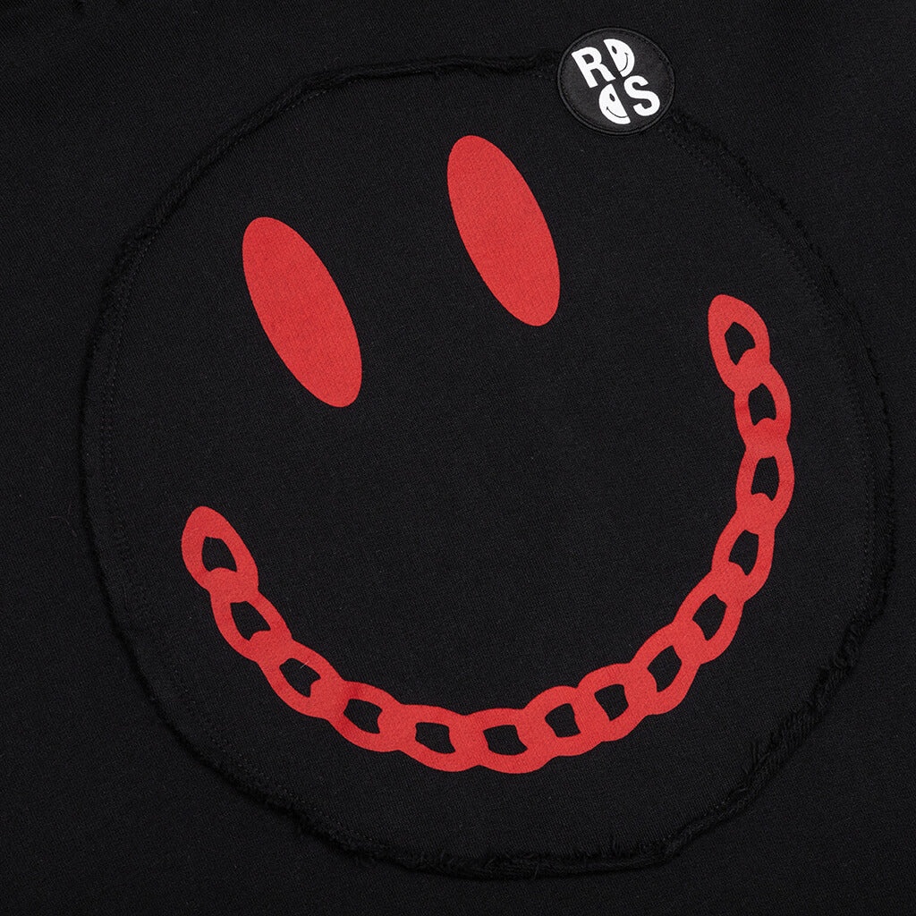 RAF SIMONS X SMILEY PRINT DESTROY WASHED REGULAR FIT HOODIE - BLACK - 3
