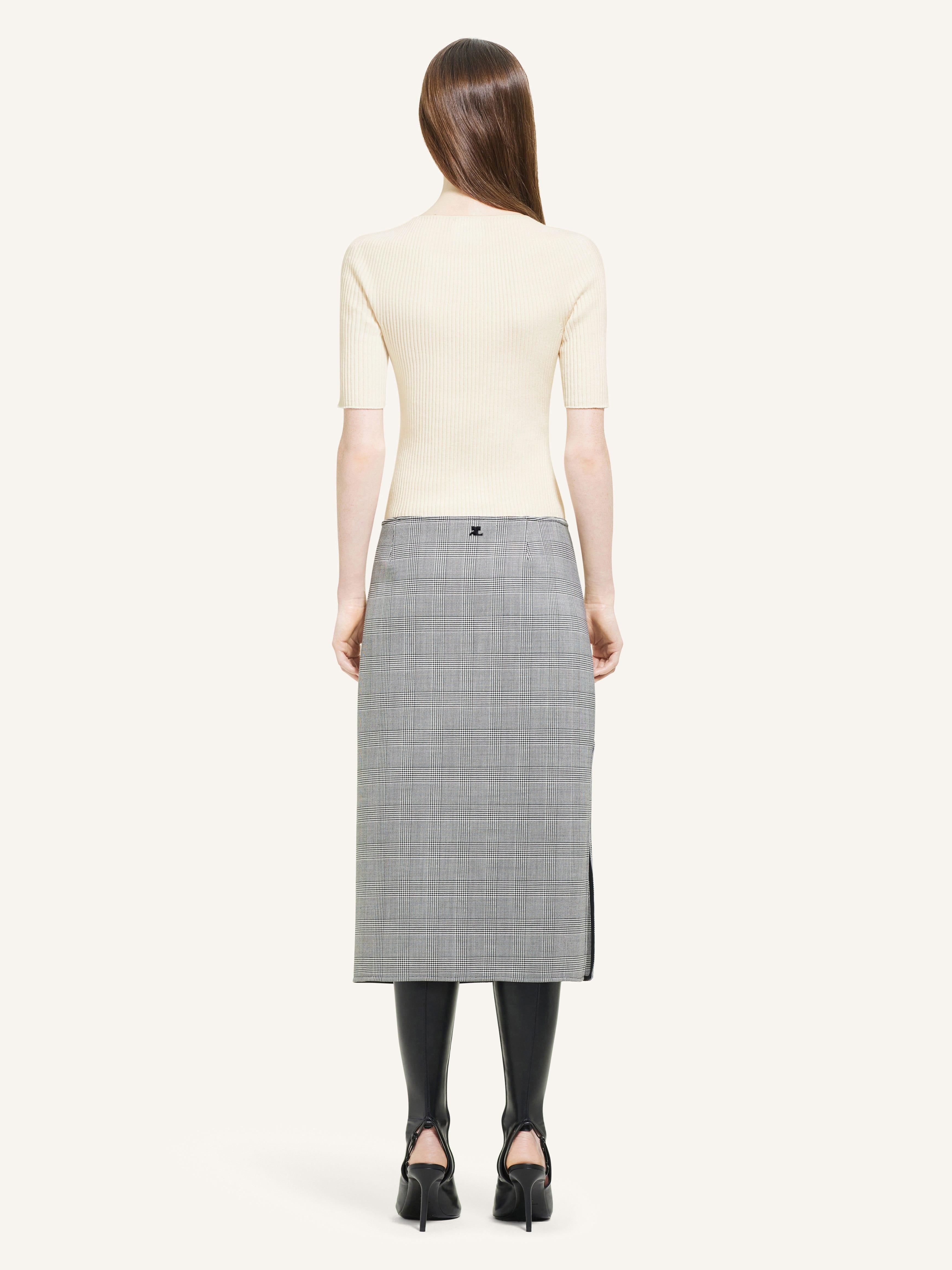 OBLIQUE PRINCE OF WALES MIDI SKIRT - 4