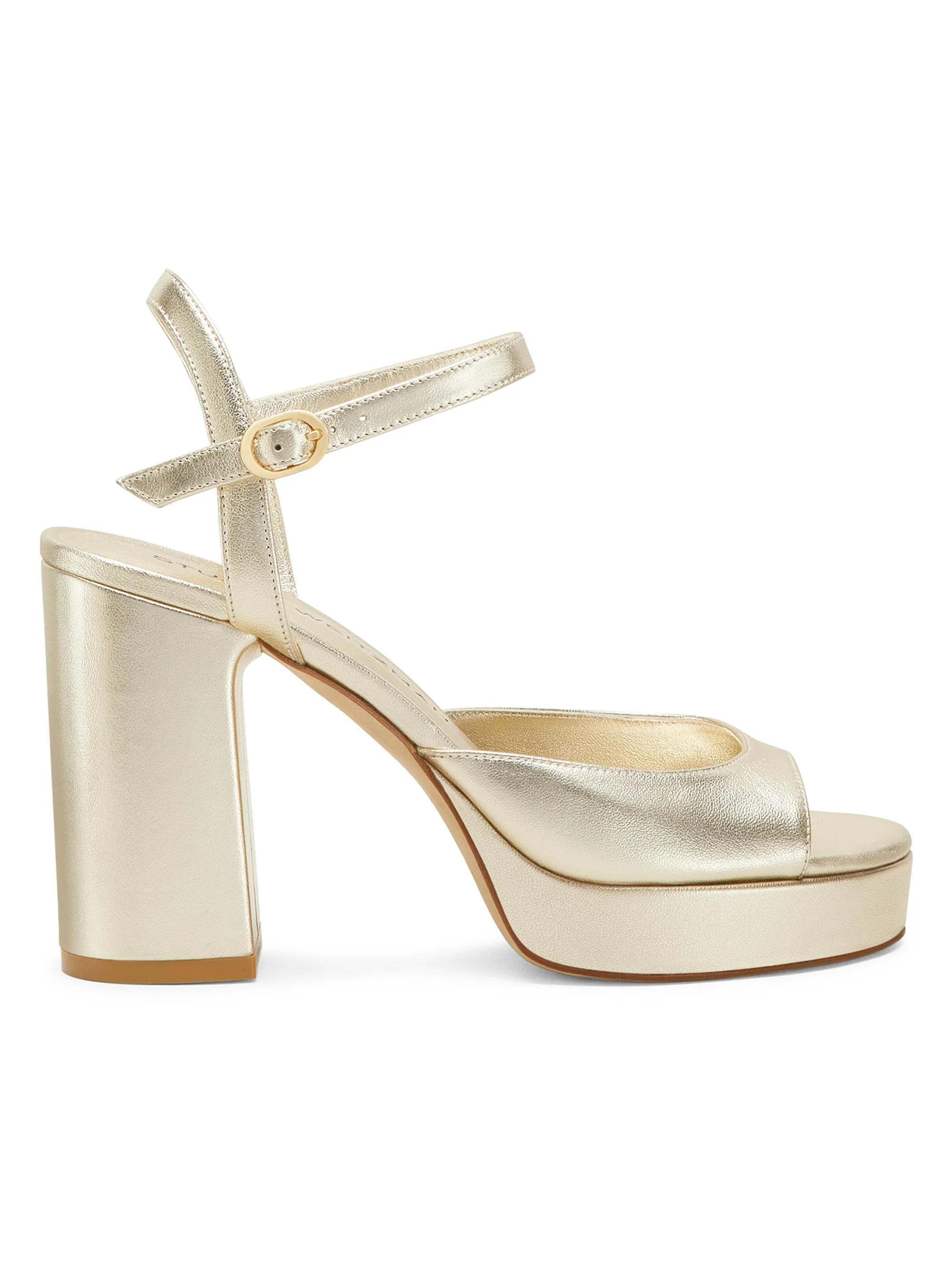 Women's Dayna II 100MM Metallic Leather Platform Sandals - Light Gold - 1