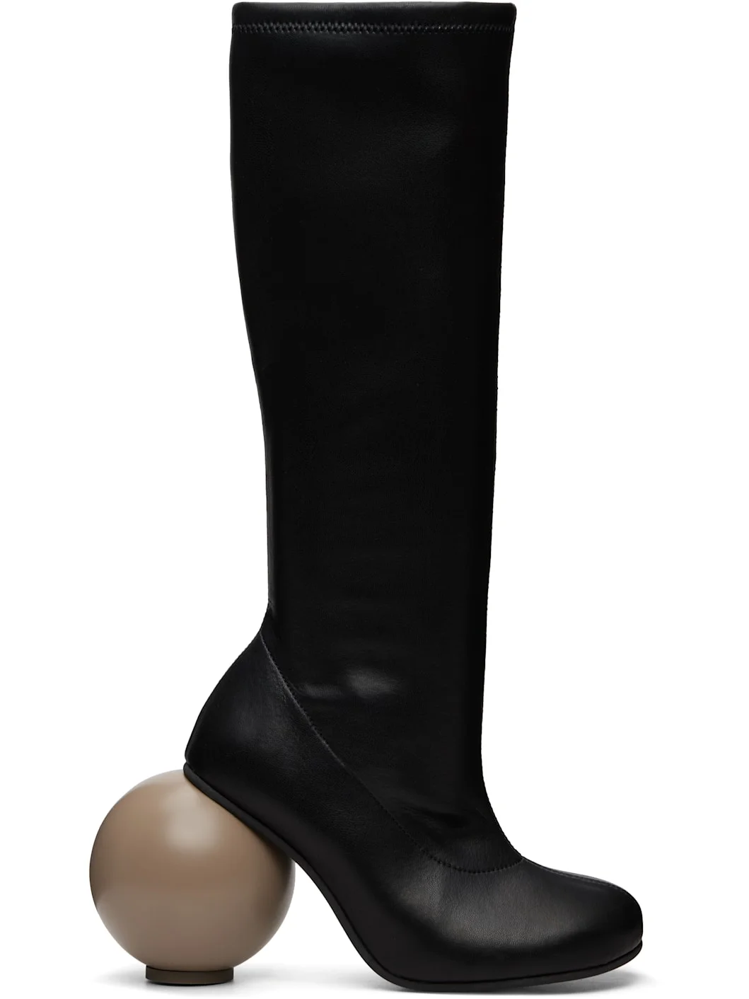 Black & Beige Ball Tall Boots - 1