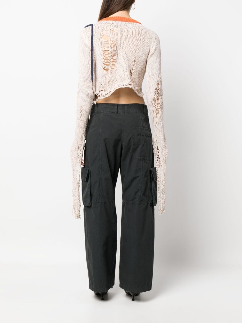 distressed-finish cropped jumper - 4