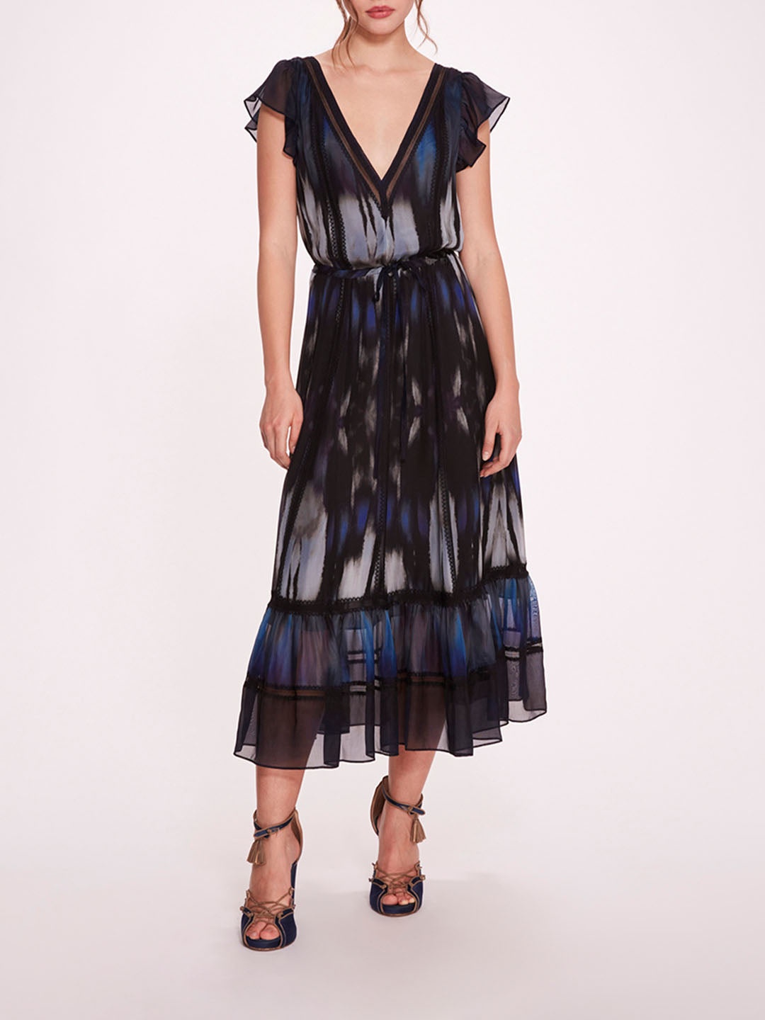 ABSTRACT VISCOSE MIDI DRESS - 1