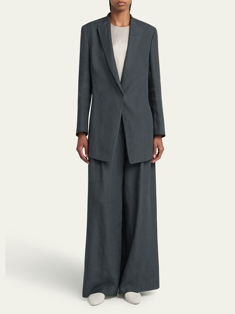 GIORGIO ARMANI Pleated Wide-Leg Linen Trousers outlook