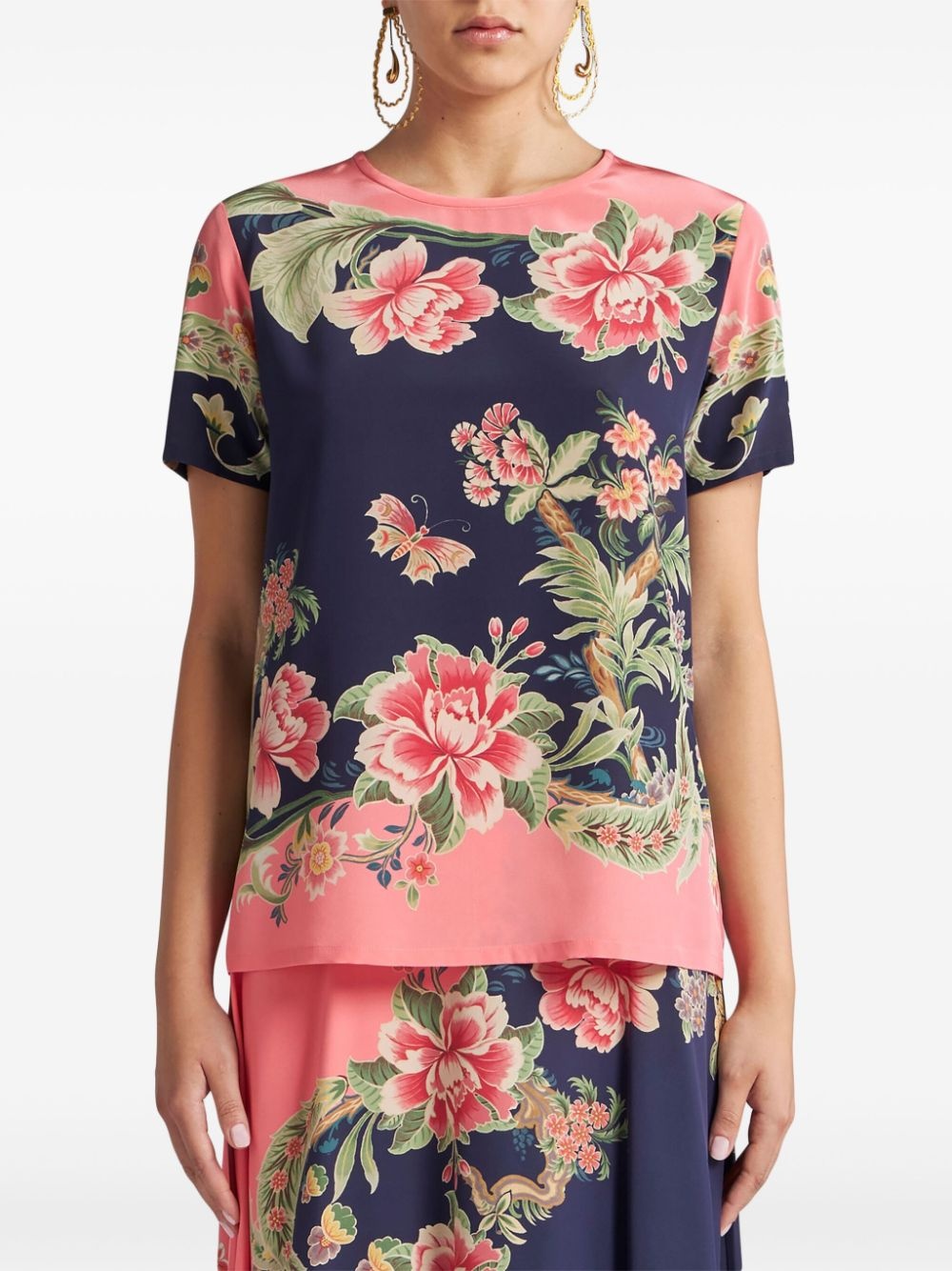 printed silk T-shirt - 3