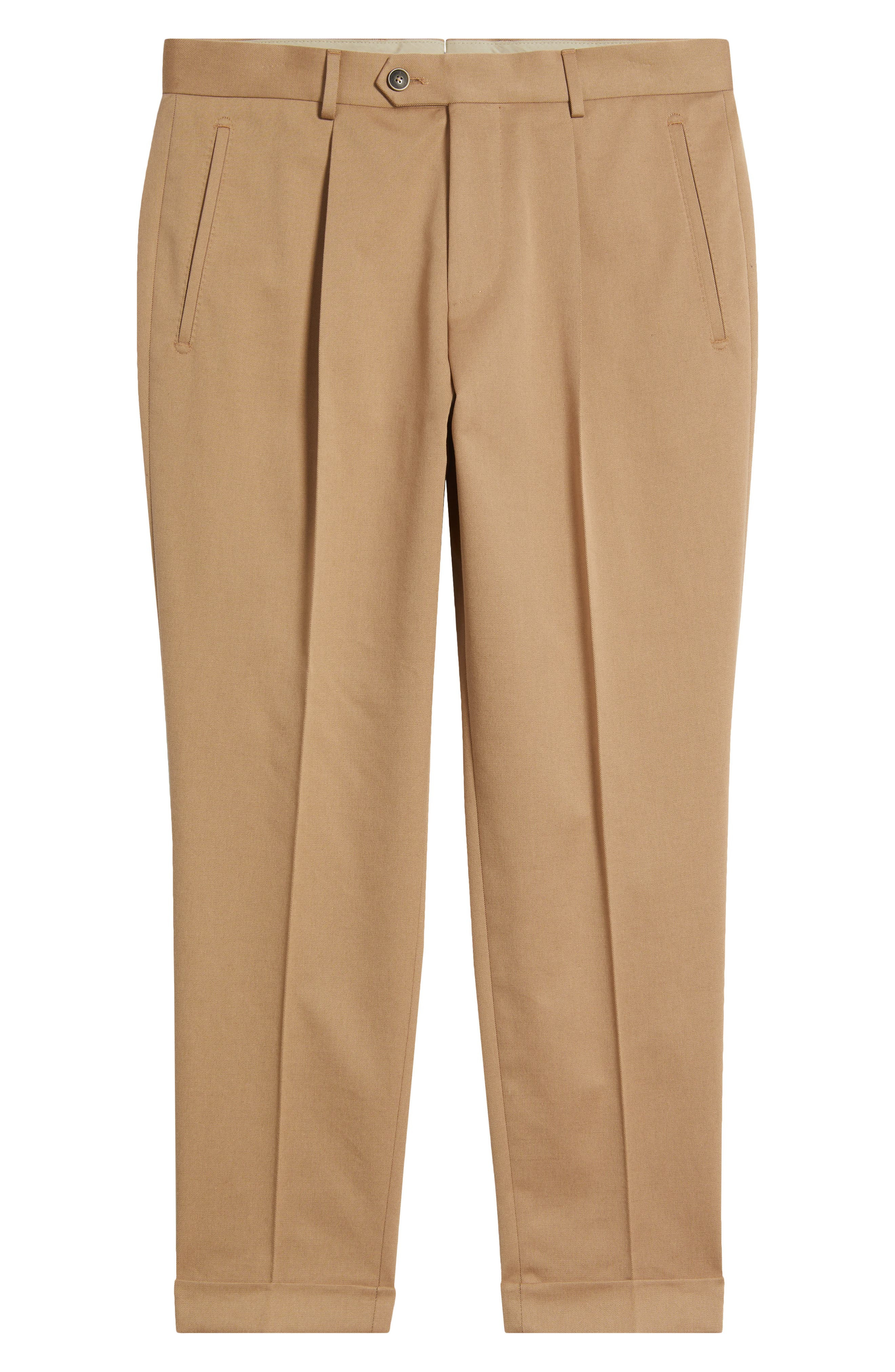 BOSS Peet Pleated Virgin Wool Dress Pants in Medium Brown at Nordstrom - 5