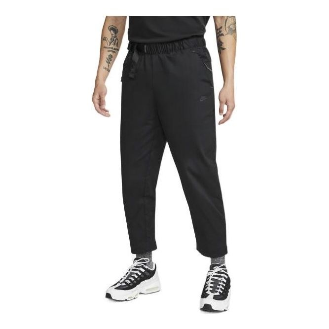 Men's Nike Solid Color Lacing Sports Pants/Trousers/Joggers Black DM5548-010 - 1