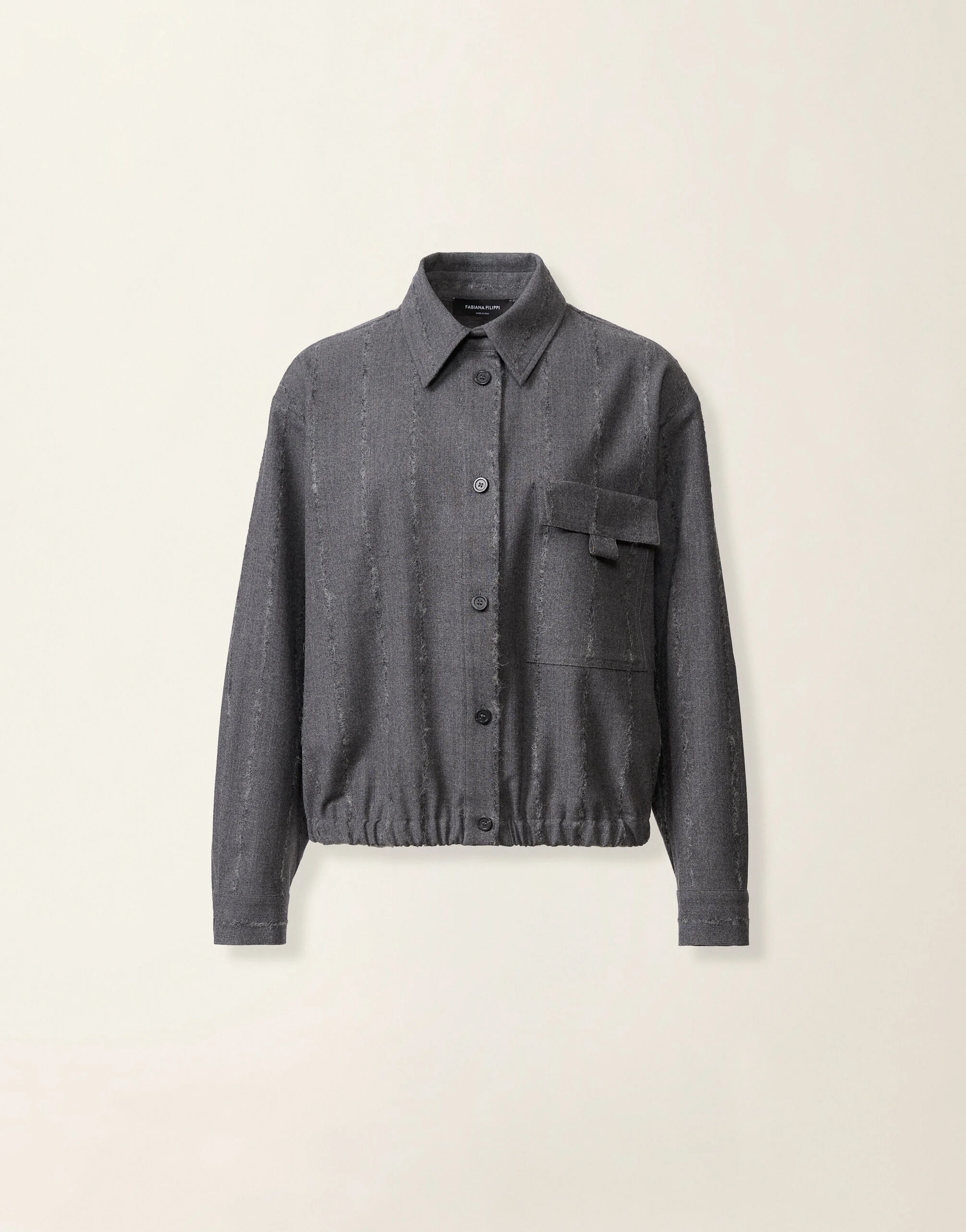 Pinstriped flannel bomber-style shirt - 1