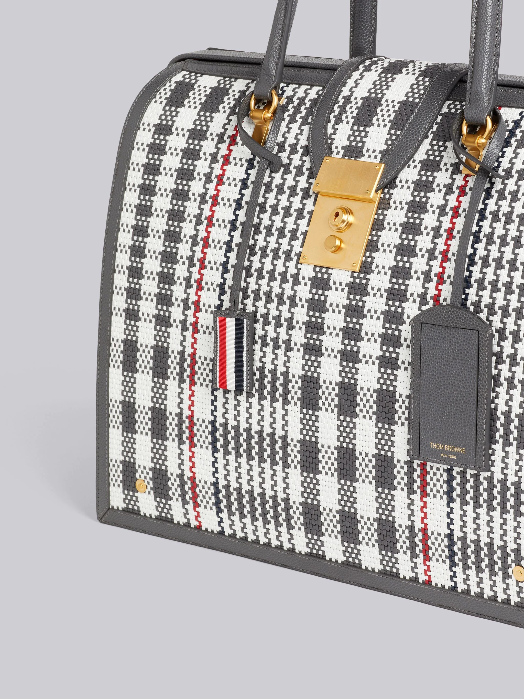 Dark Grey Woven Houndstooth Calf Leather Mr. Thom Bag - 2