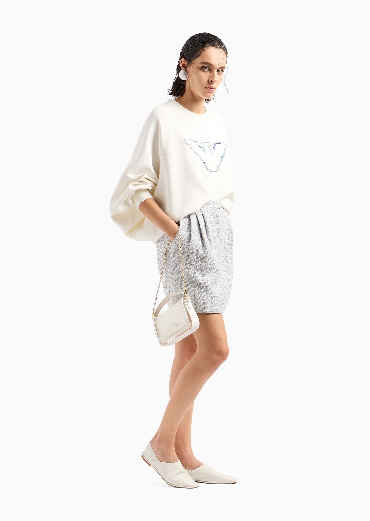 Double-jersey crew-neck sweatshirt with eagle - 4