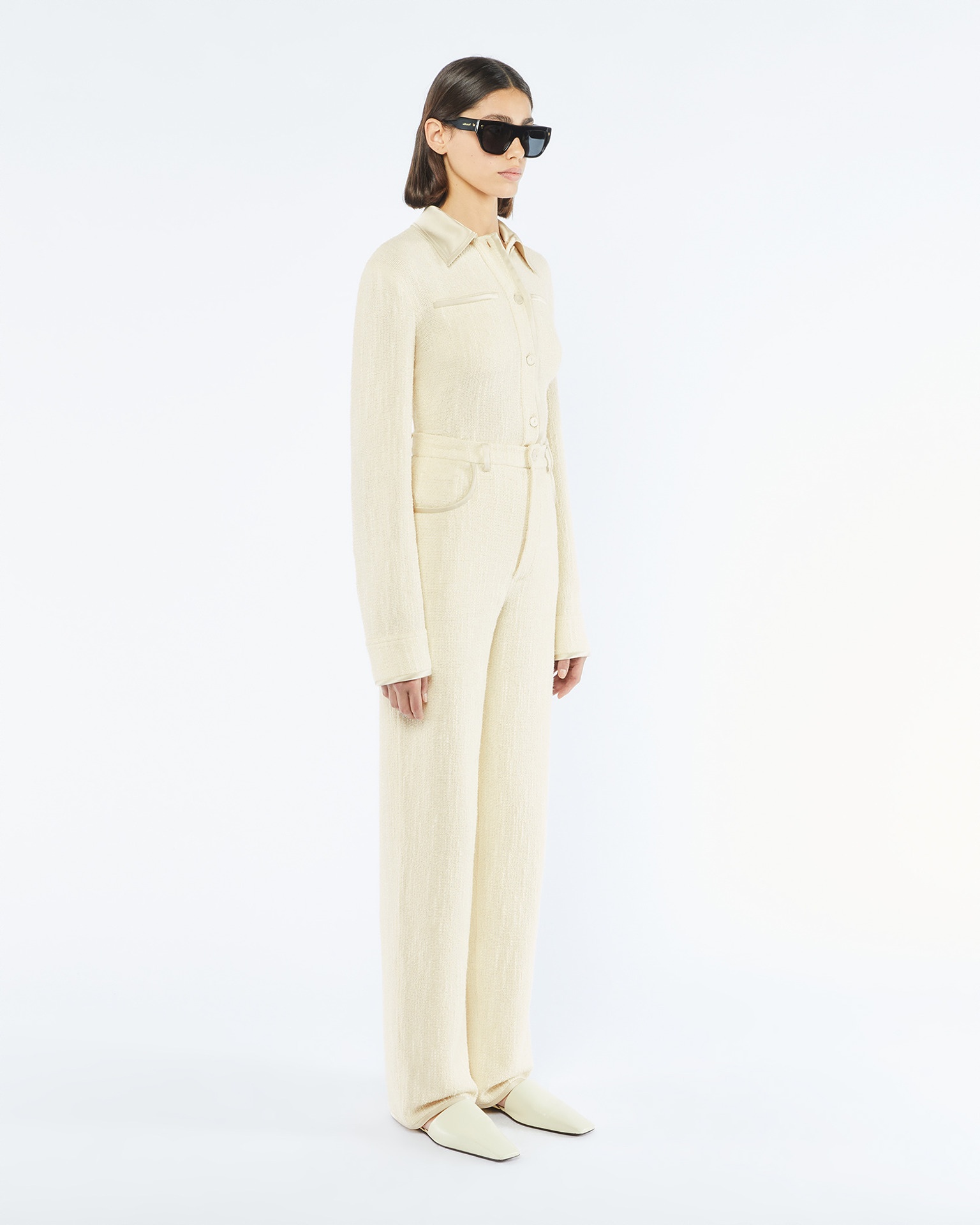 ALYNA - Textured bouclé tweed pants - Creme - 4