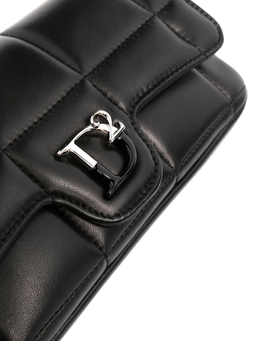 logo-plaque leather clutch bag - 4