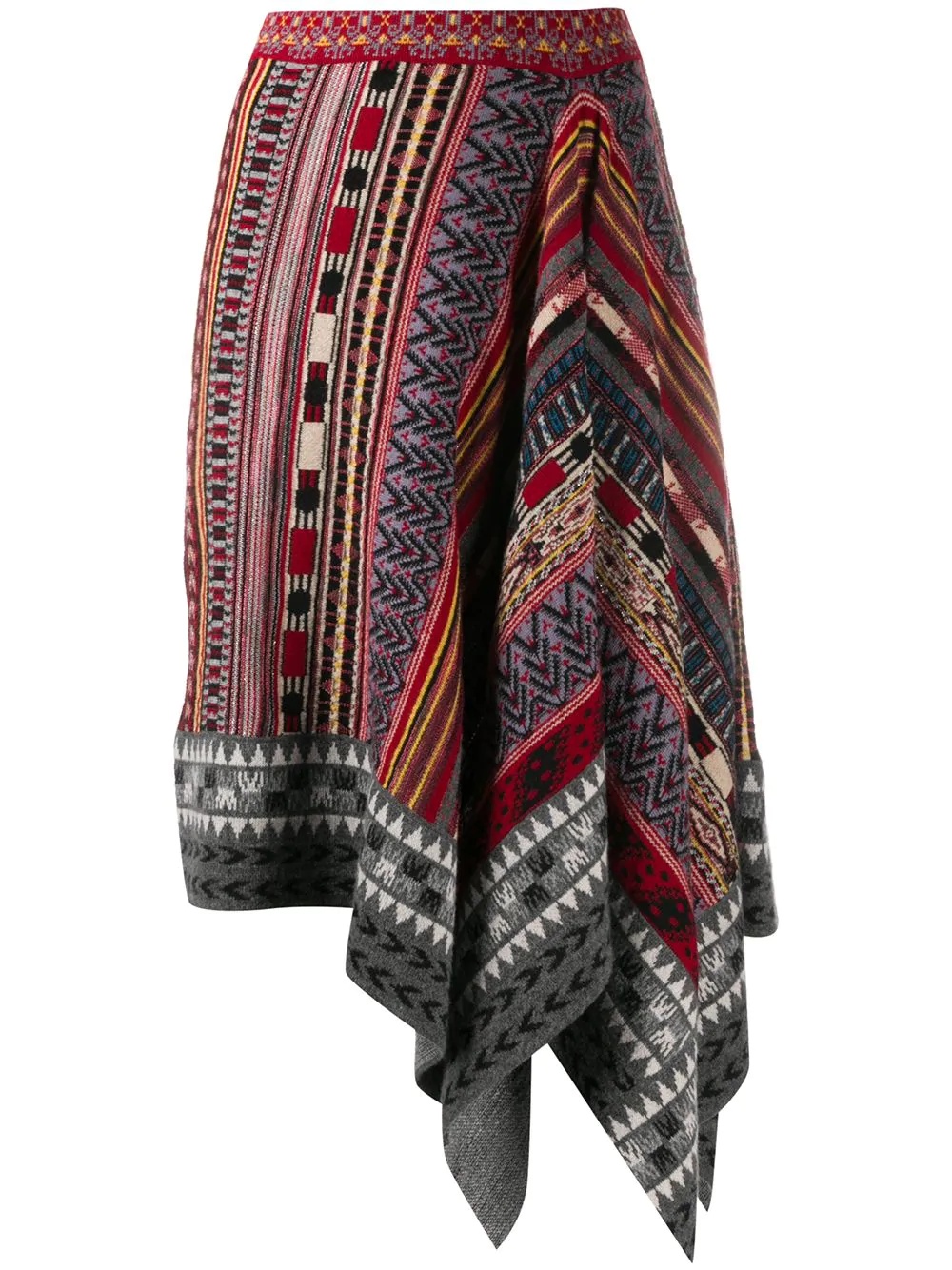 intarsia-knit asymmetric skirt - 1