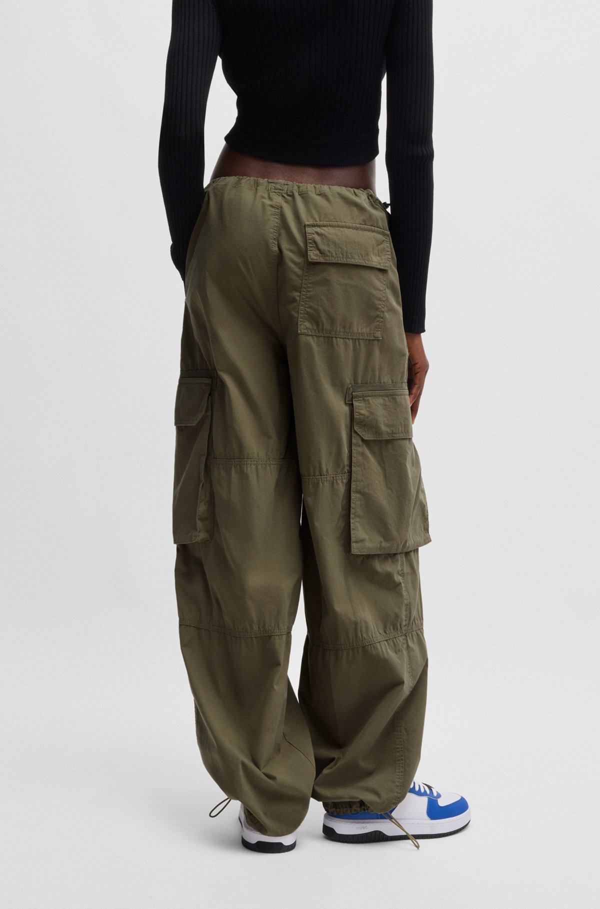 OVERSIZE-FIT PARACHUTE TROUSERS IN COTTON POPLIN - 4