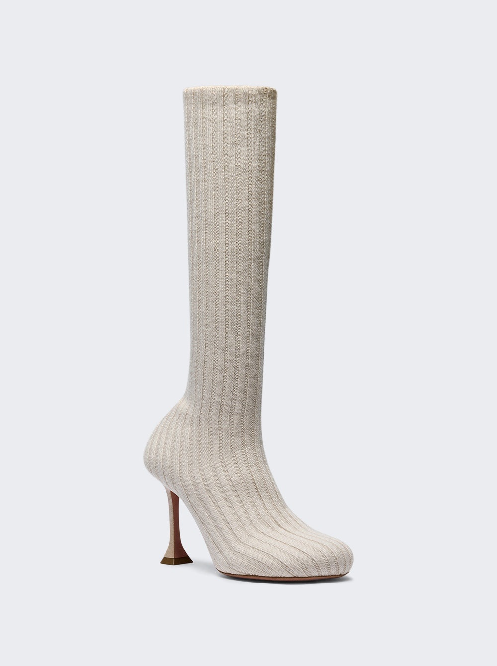 Veneda Stretch Boot Beige Fuzzy Ribbed Knit - 3