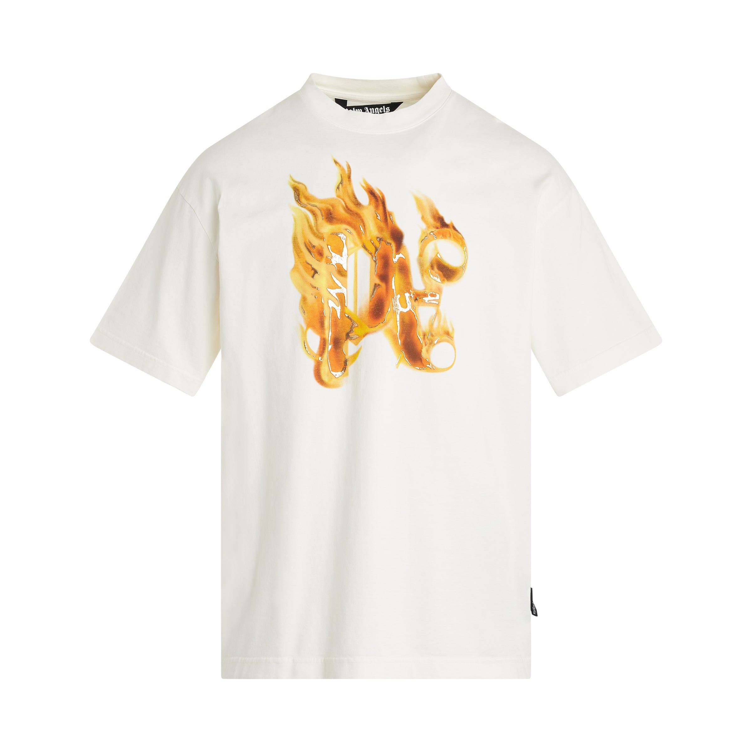 Burning Monogram T-Shirt in Off White - 1