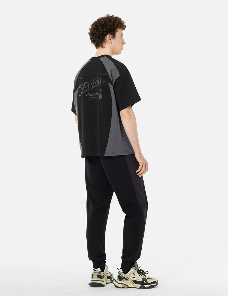 Panel Blocking with Colorful Logo Print Loose Fit T-Shirt 4