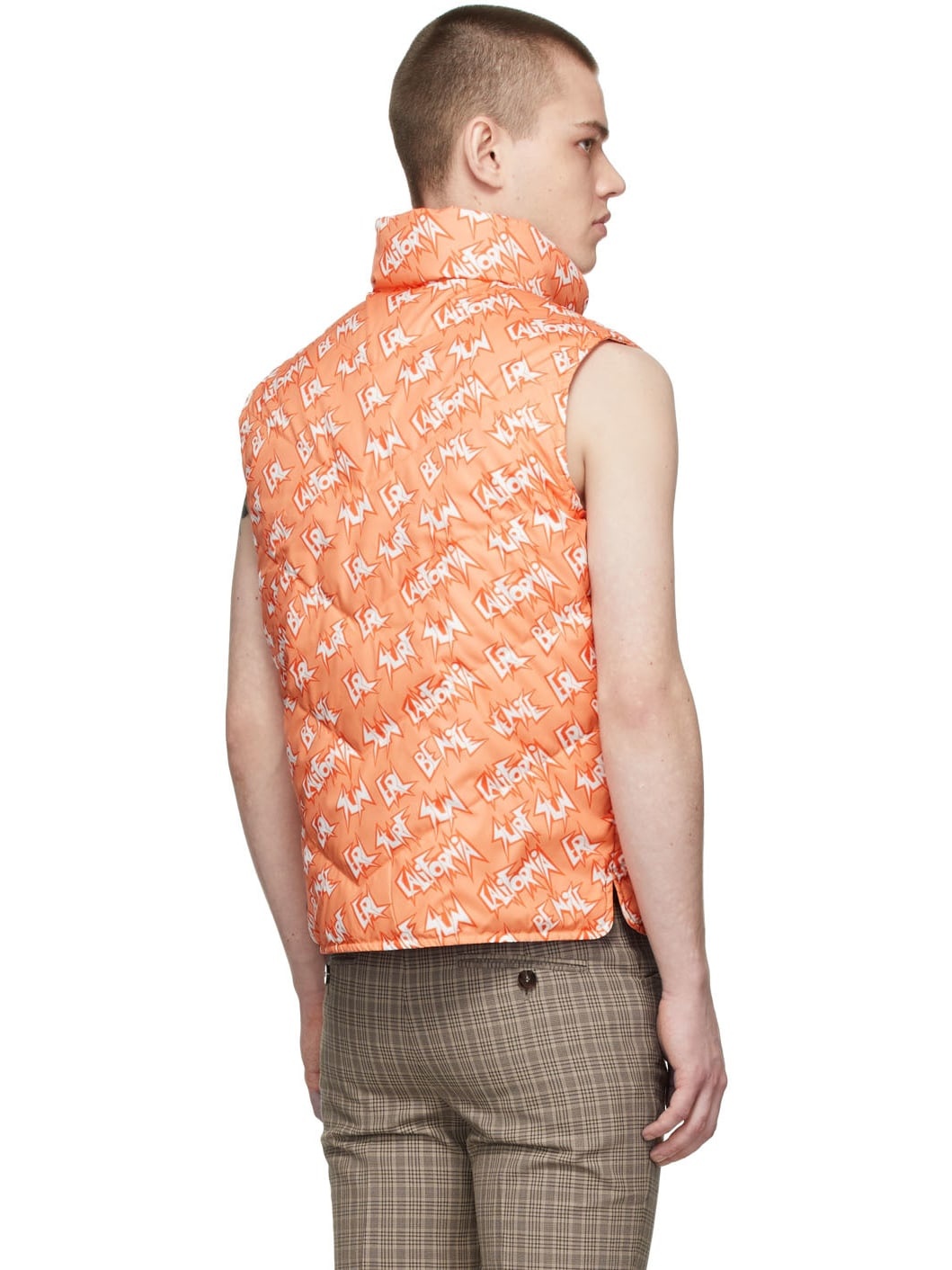 Orange Polyester Down Vest - 3