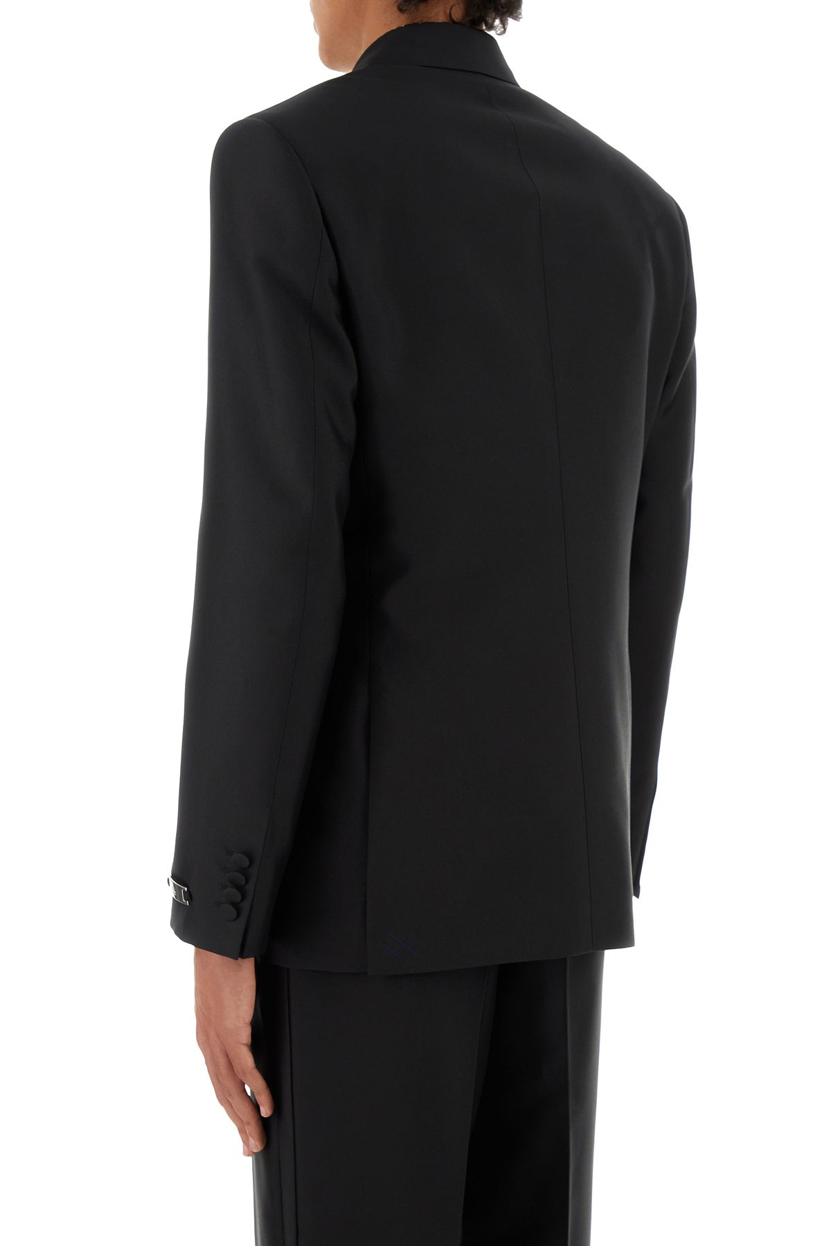 Black wool blend blazer - 4