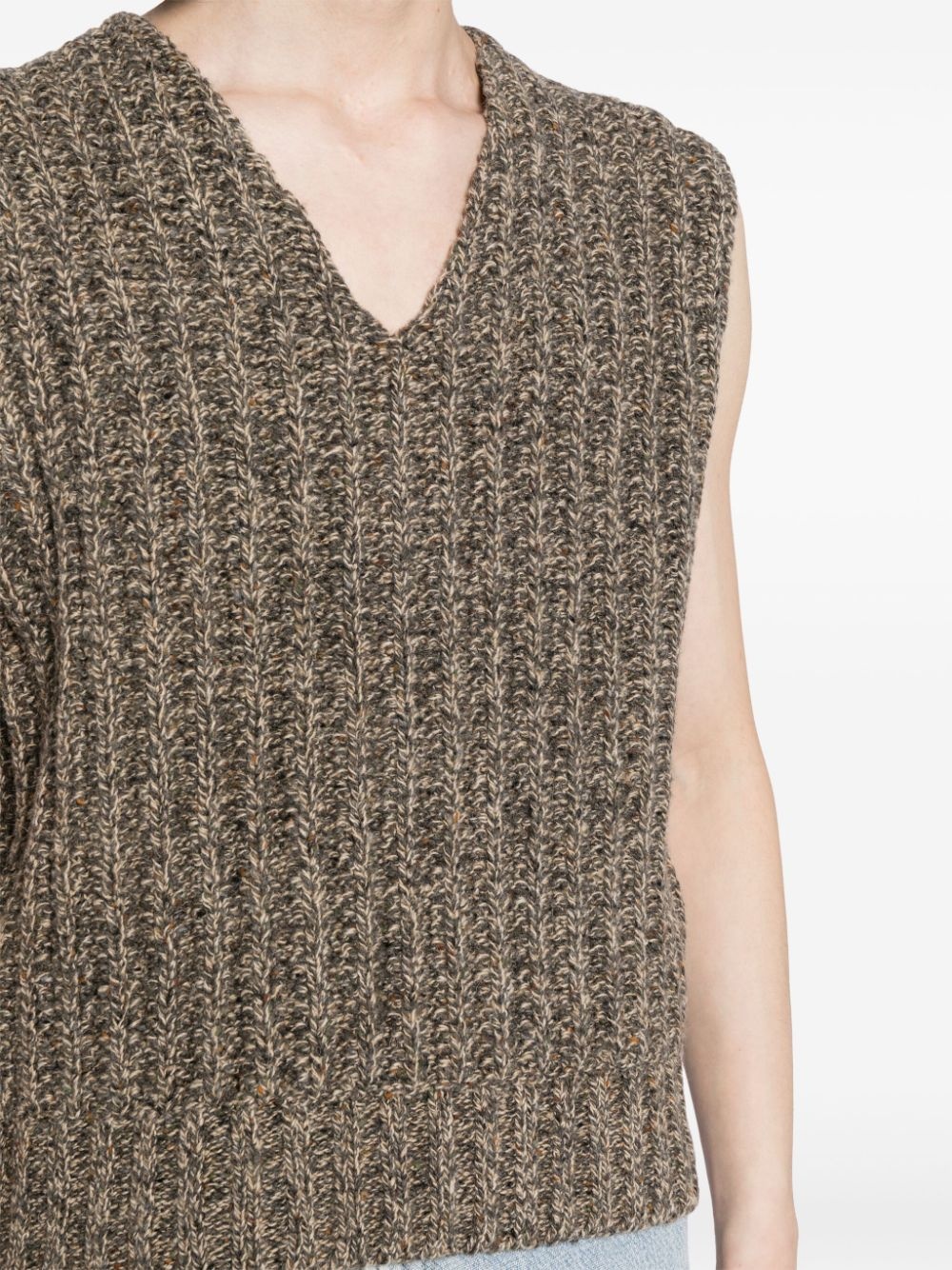 V-neck chunky-knit vest - 5