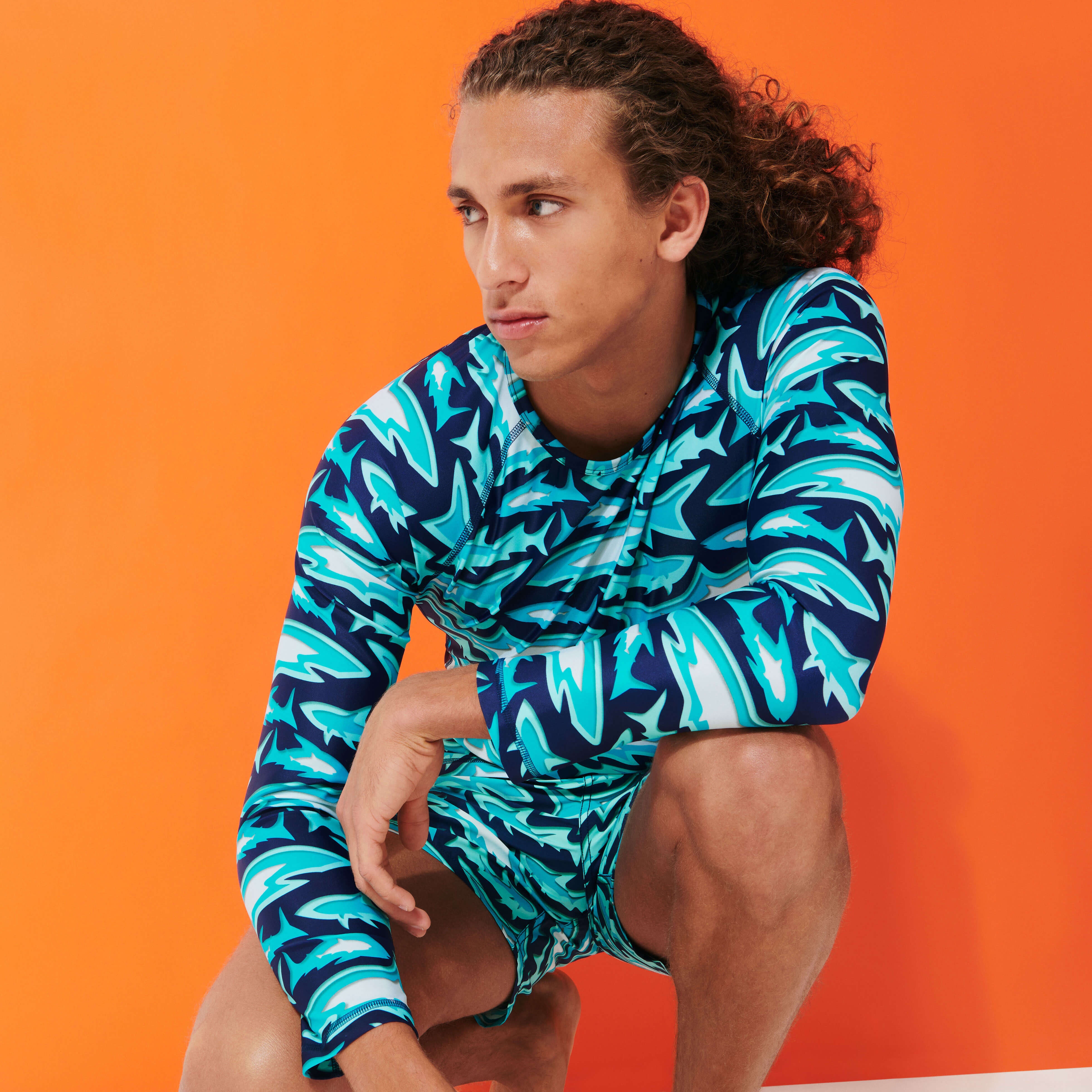 Men Long Sleeves Rashguard Requins 3D - 6