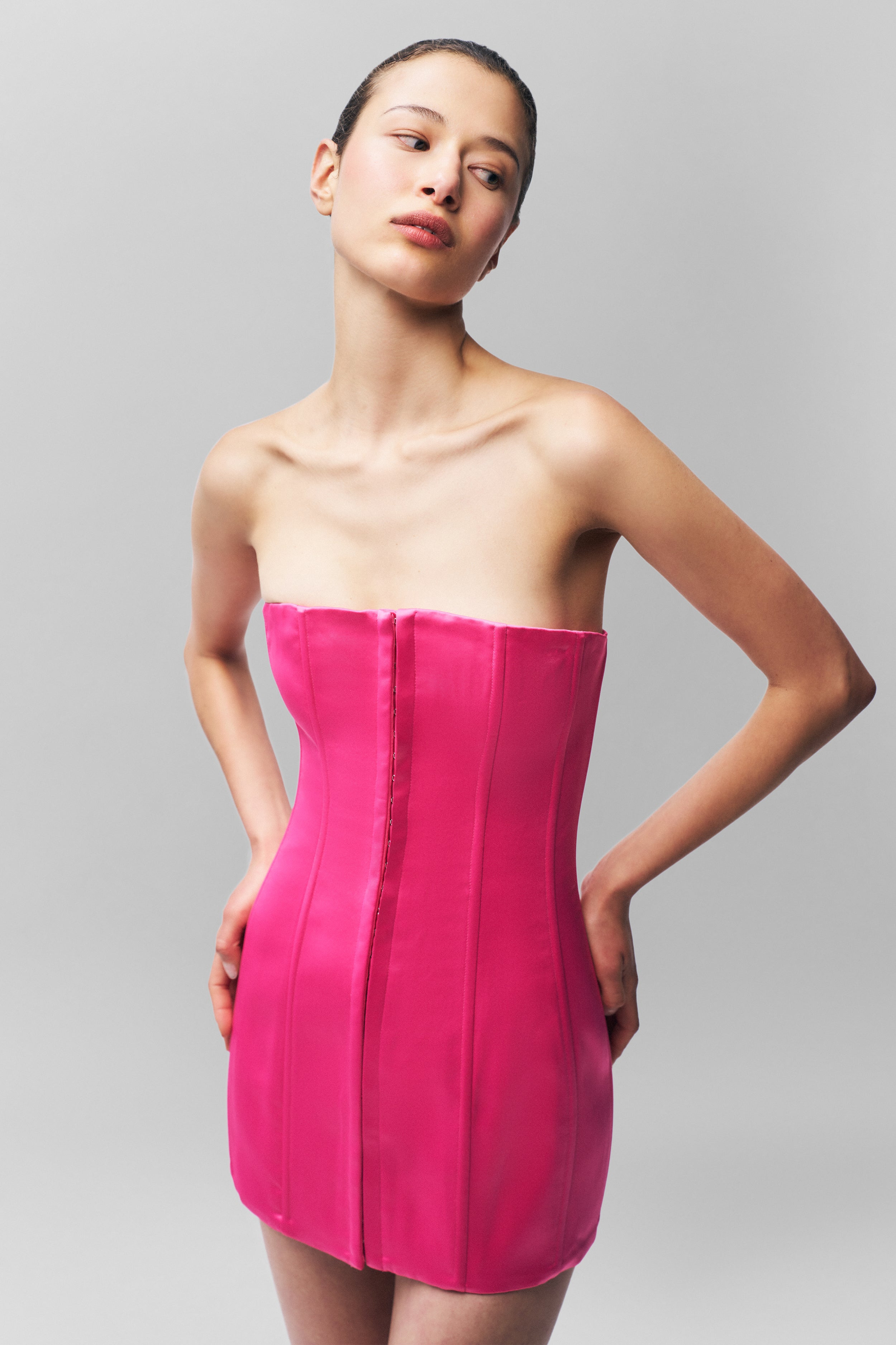 SATIN CORSET DRESS - 5