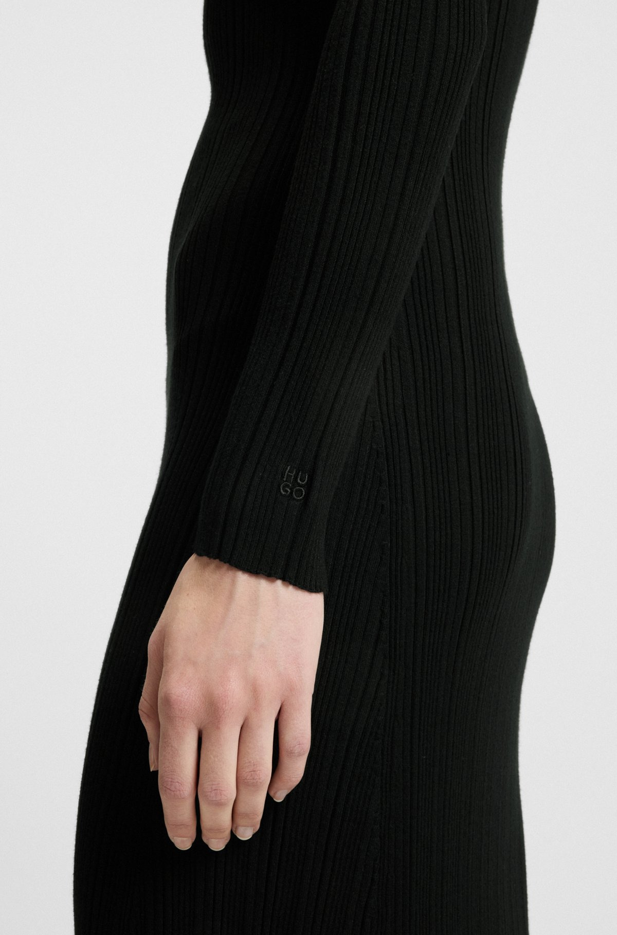 SLIM-FIT MIDI DRESS IN RIBBED CREPE FABRIC - 6