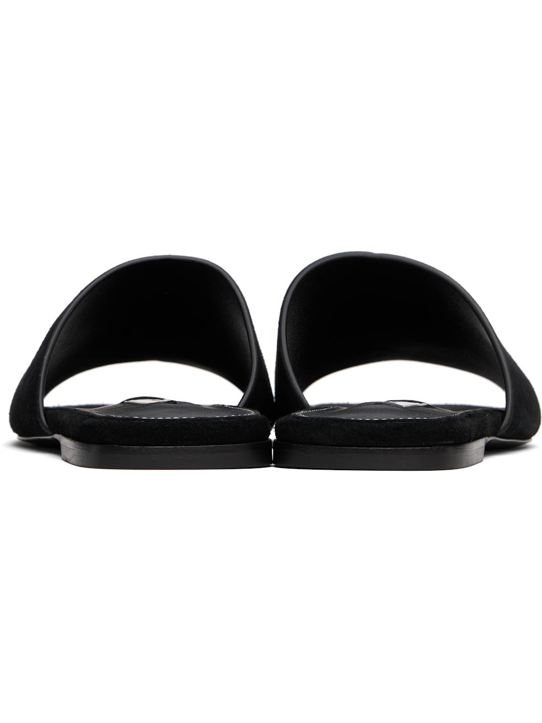 Black Velour-Leather Bandeau Sandals - 2