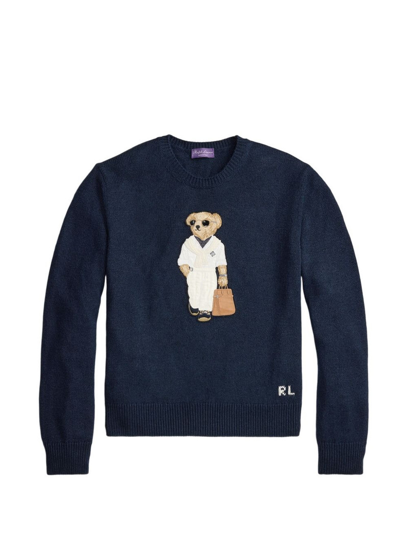 bear-appliqué crew-neck sweater 1