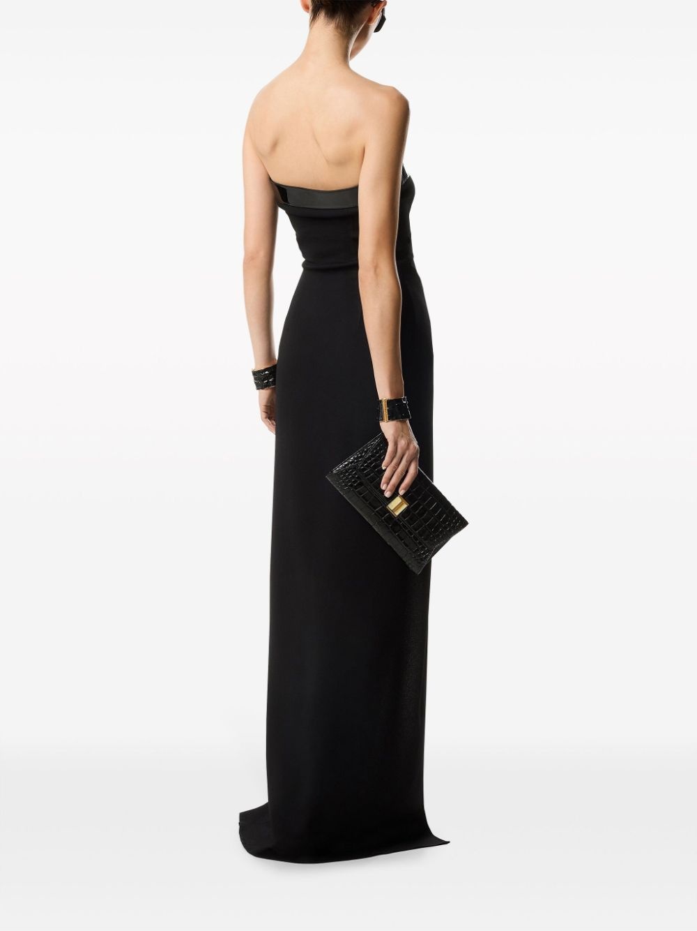 strapless leather-trim maxi dress - 3