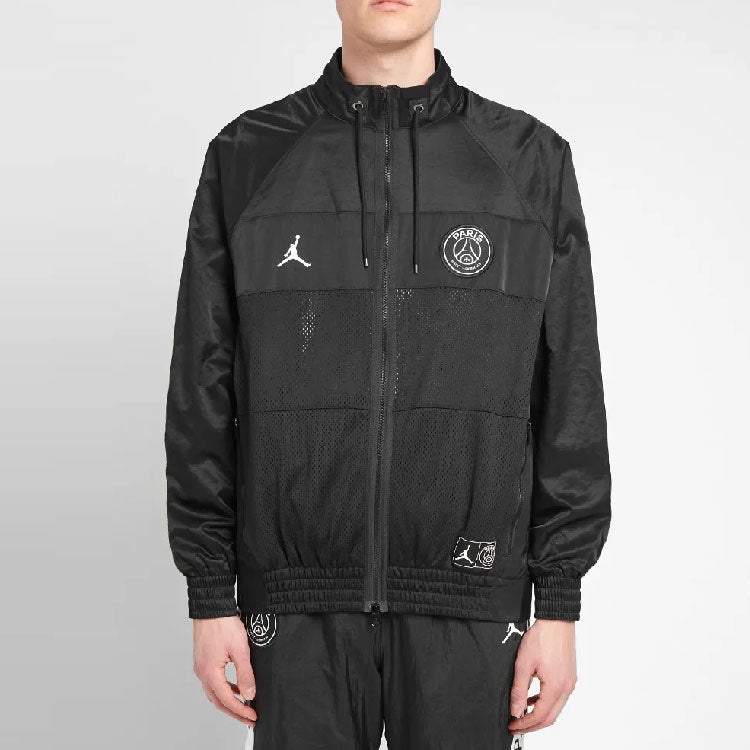 Air Jordan x PSG Crossover Alphabet Printing Long Sleeves Zipper Jacket Black BQ8369-010 - 4