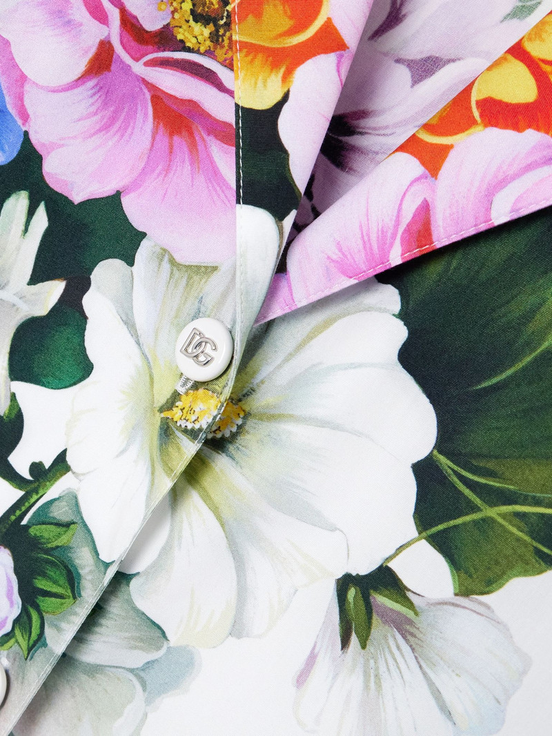 Knotted cropped floral-print cotton-poplin shirt White 4
