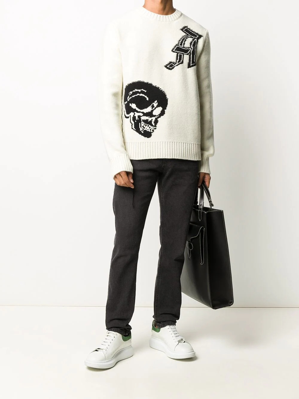 skull and logo crew neck jumper - 2