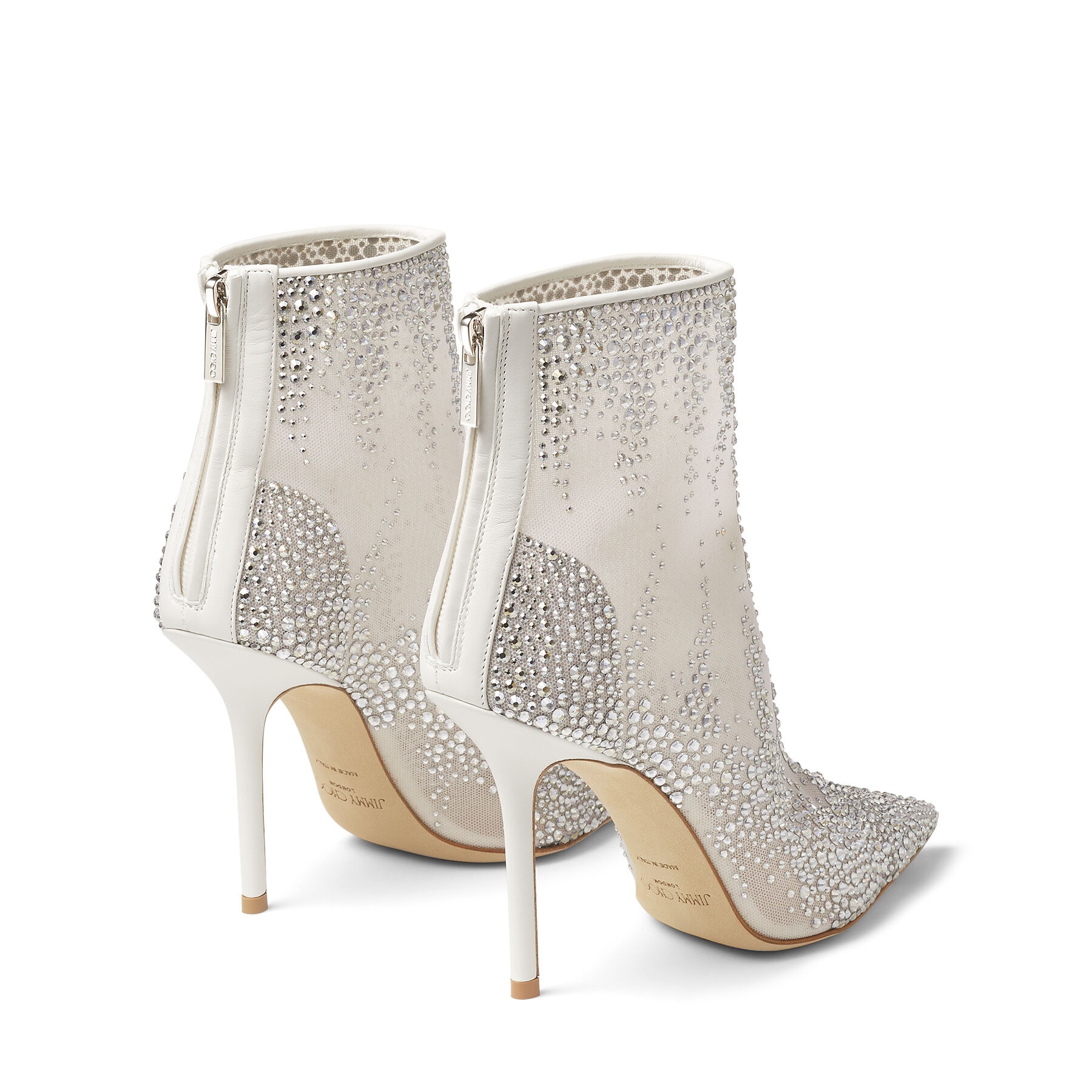 Gardenia 100
White Dégradé Crystal and Mesh Ankle Boots - 5