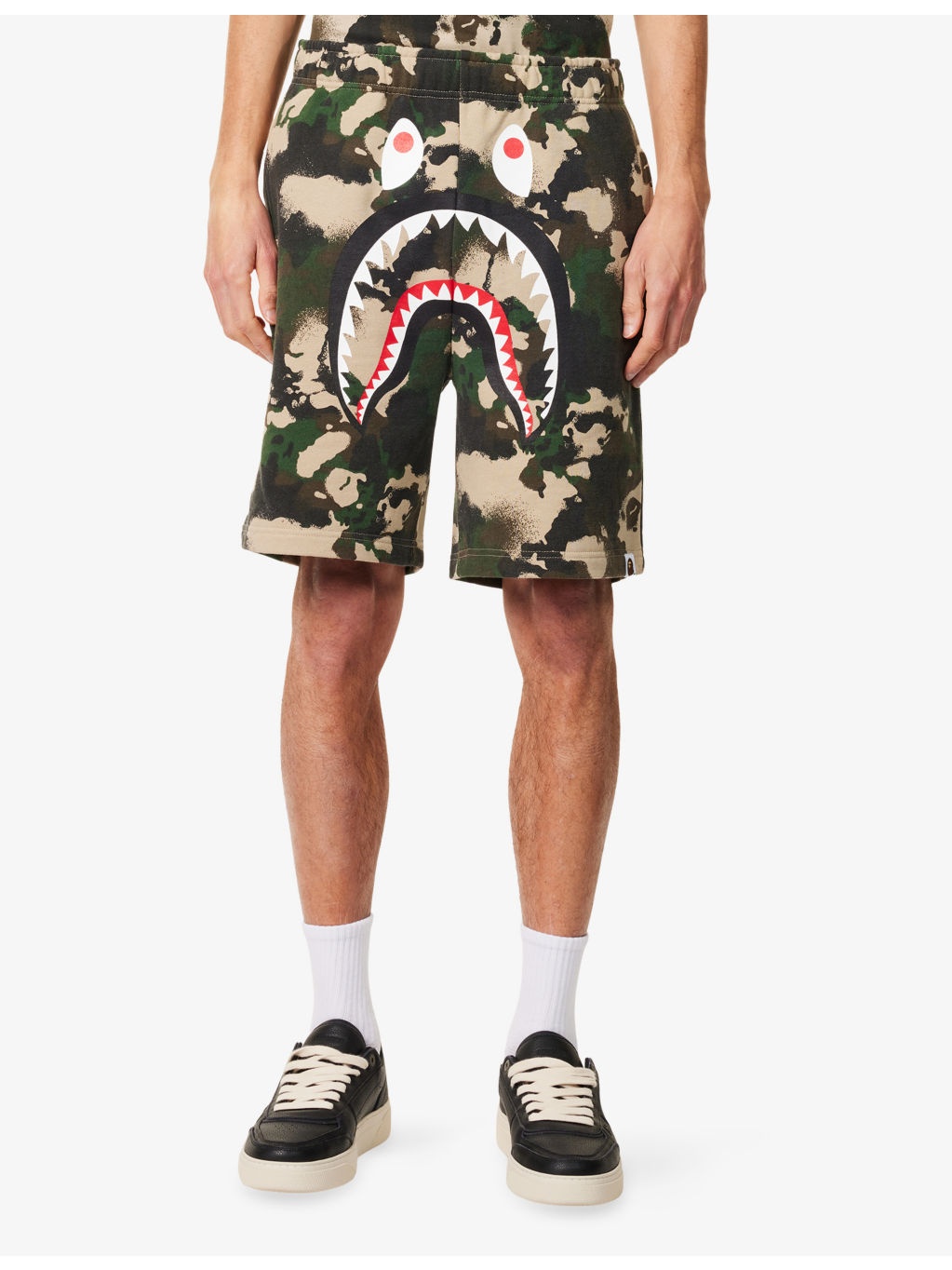 Shark-Graphic Camo Cotton-Jersey Sweat Shorts - 3