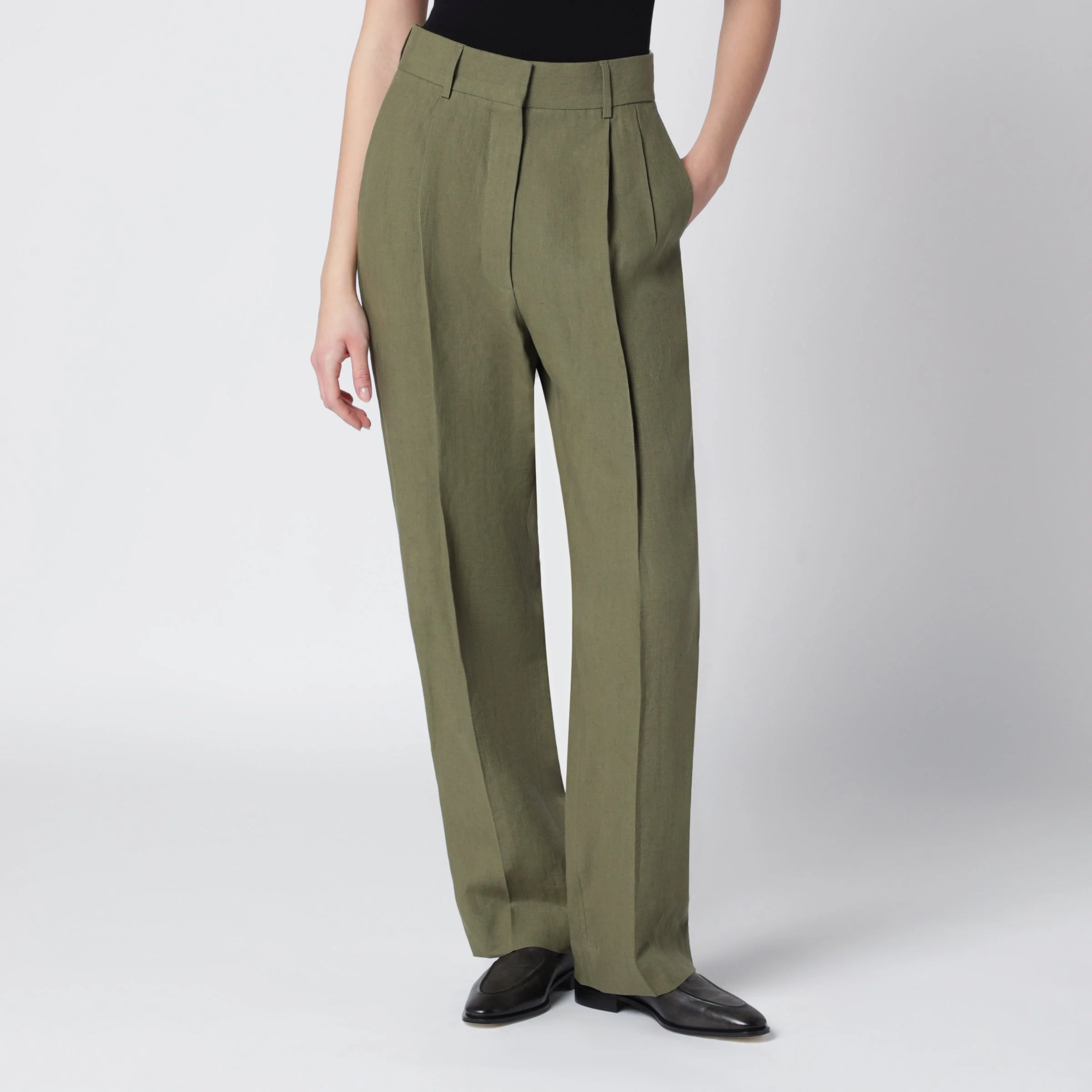 Fox green trousers in linen - 1
