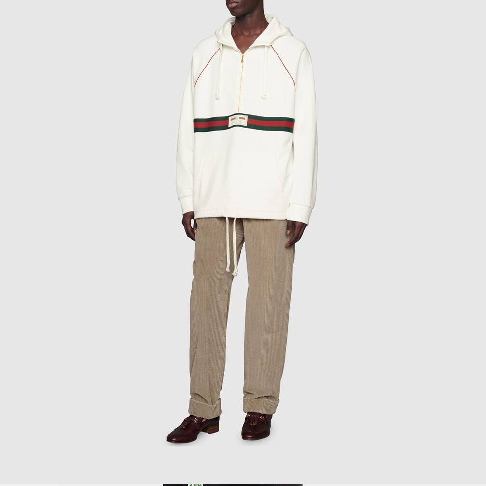 Gucci Hooded Sweatshirt With Web & Gucci Label 'Ivory' 645320-XJDAK-9146 - 4