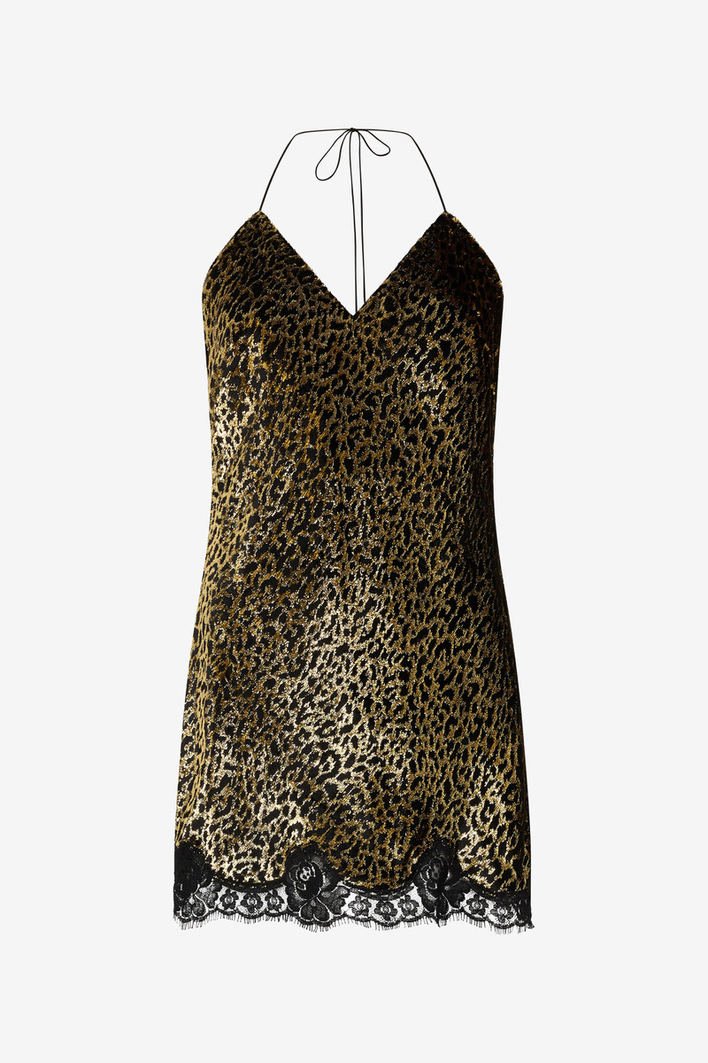 Macro Leopard Print Silk Slip Dress 1
