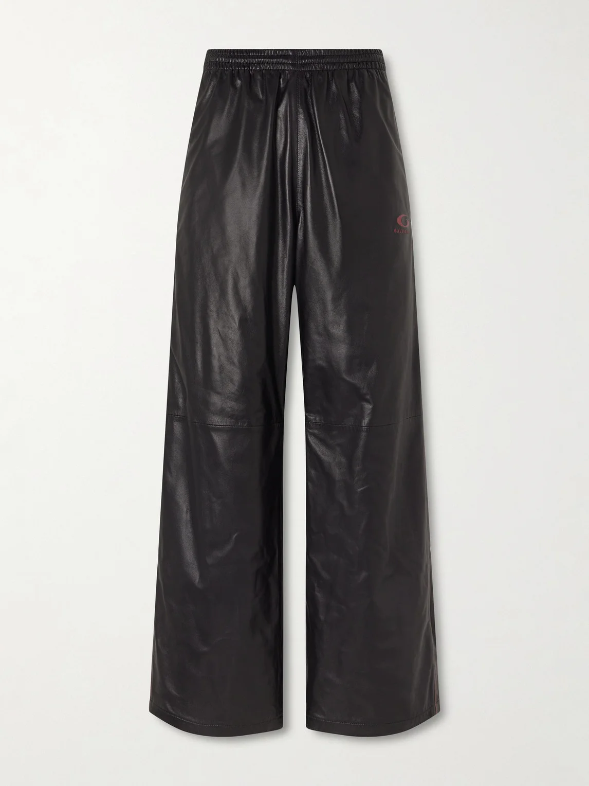 Straight-Leg Logo-Print Leather Sweatpants - 1