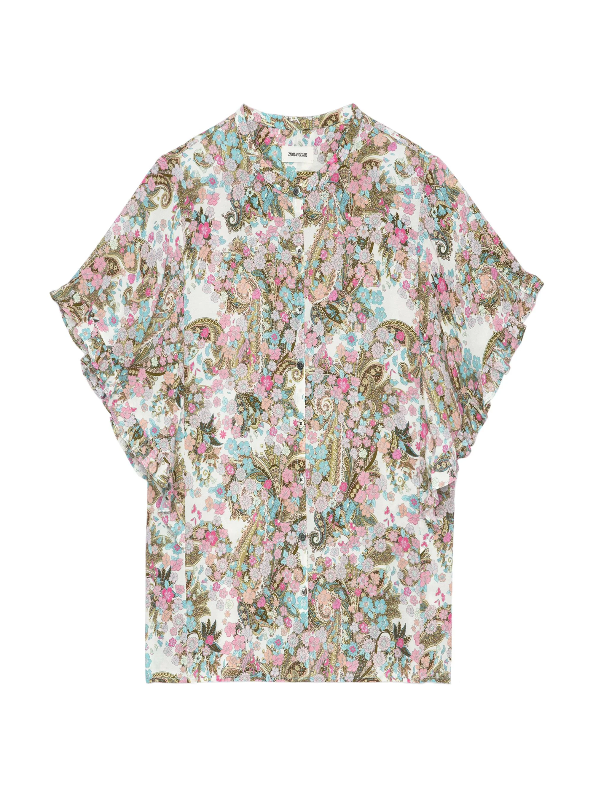 Women's Floral Flutter-Sleeve Blouse - Deep Parme - 1