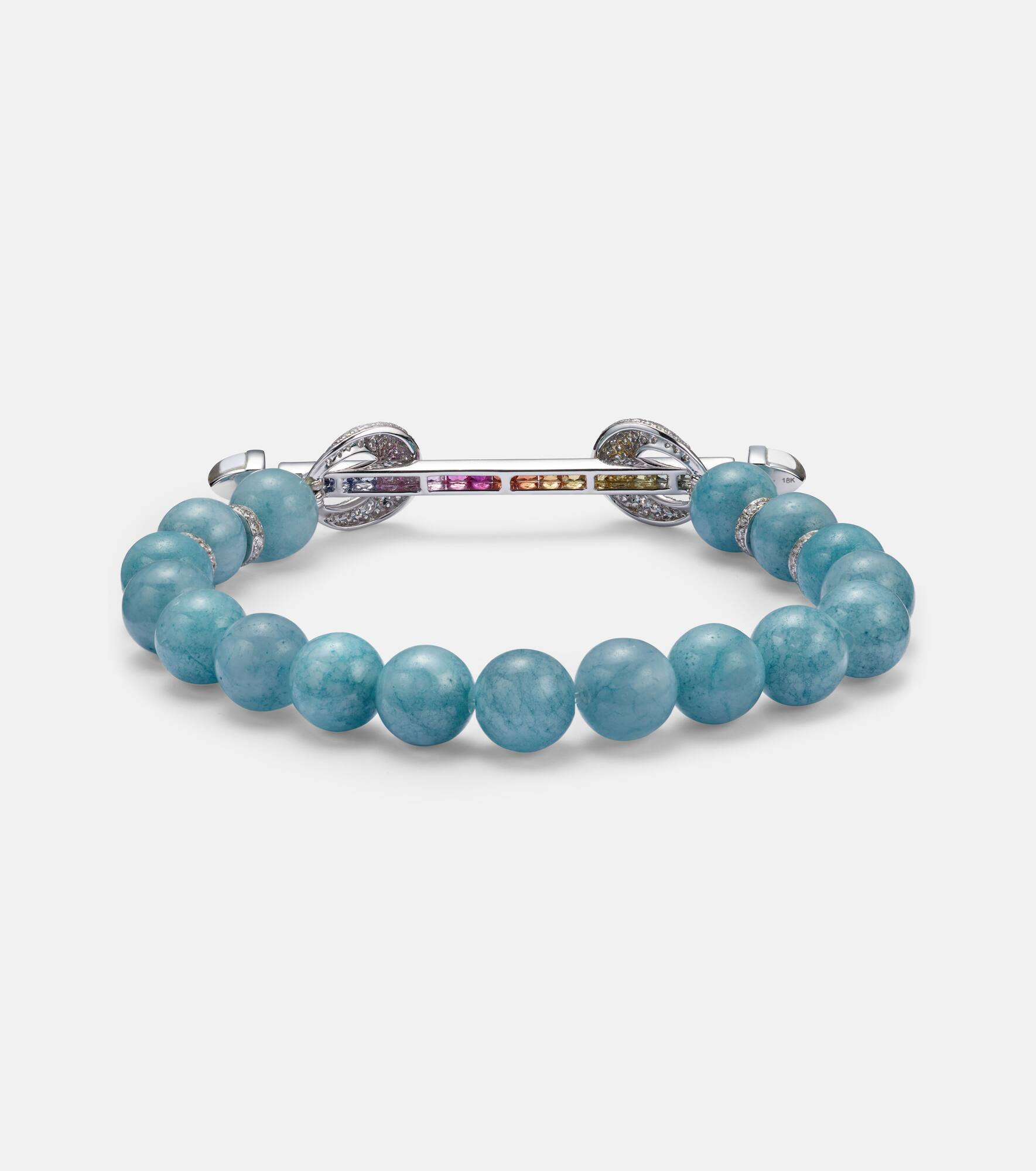 Chakra 18kt white gold bracelet with sapphires, diamonds, and gemstones - 4
