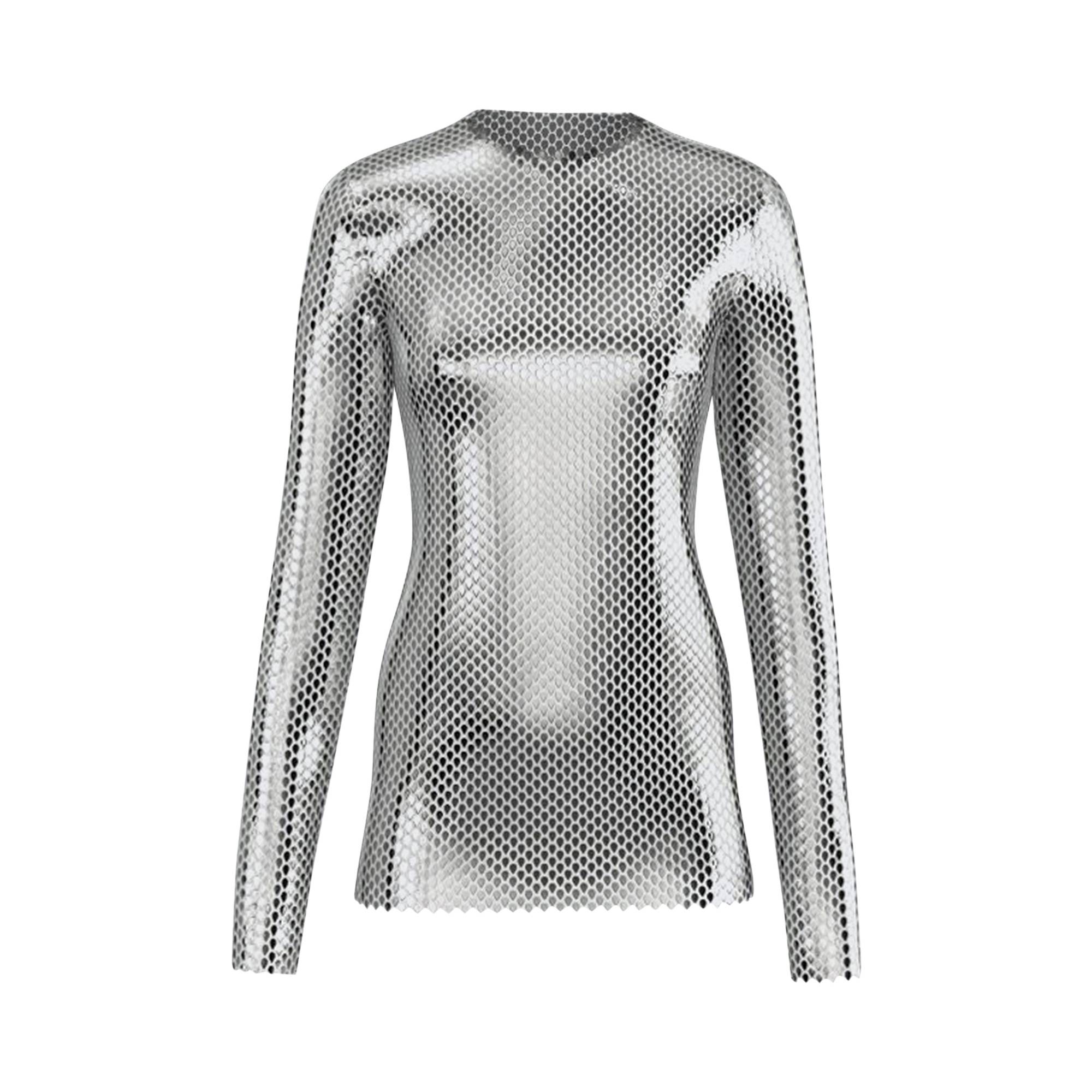 Burberry Metallic Paillette-Embellished Mesh Top 'Silver' - 1