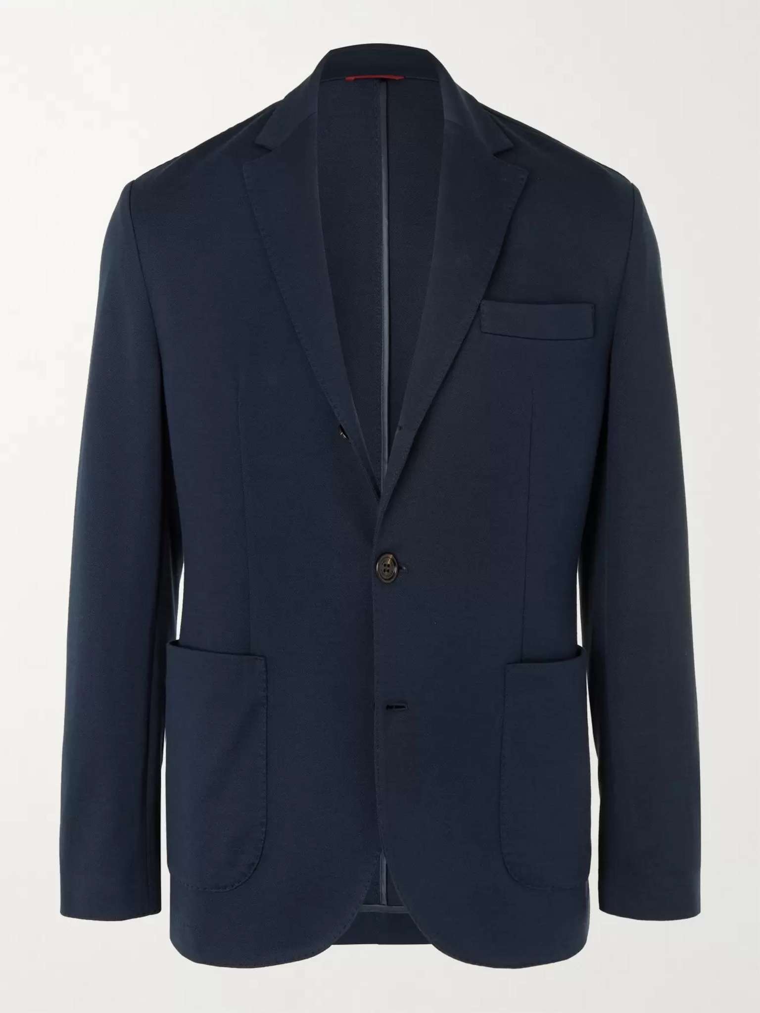 Unstructured Silk and Cotton-Blend Piqué Blazer - 1