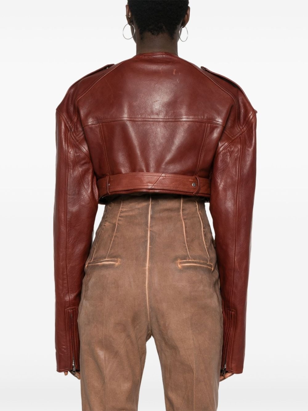 Micro Biker cropped jacket - 4