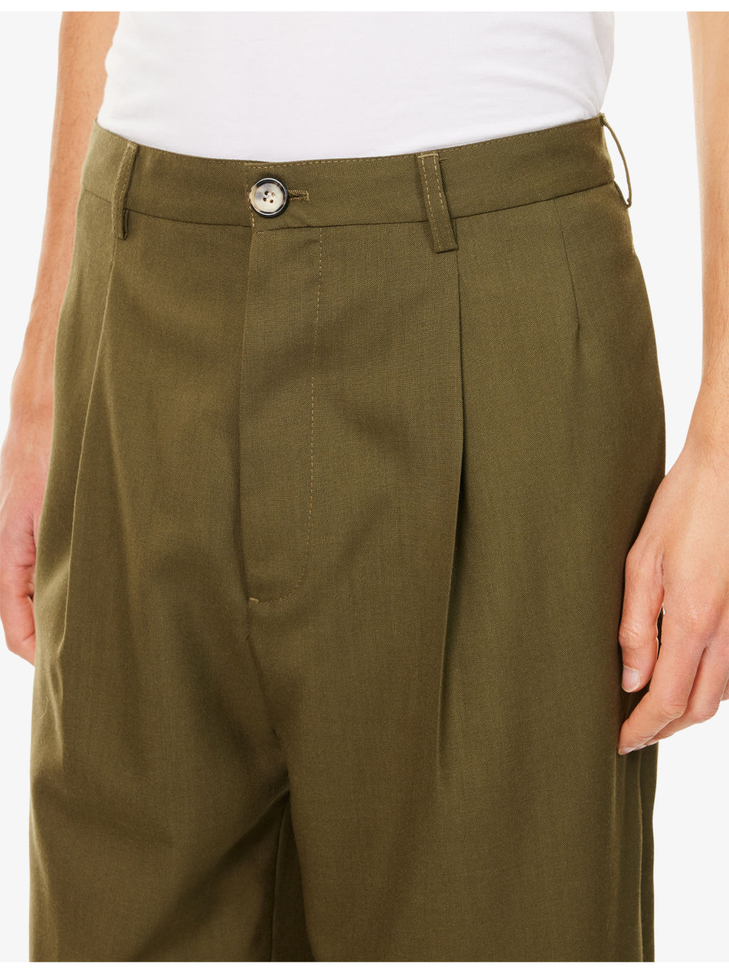 Pleated High-Waisted Wool Trousers - 5