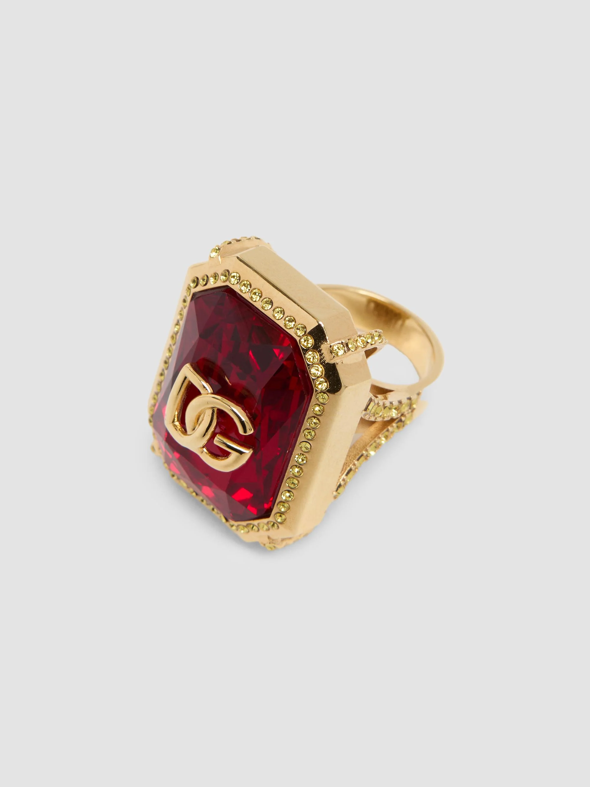 Women's Goldtone & Glass Crystal Monogram Ring - Red - 1
