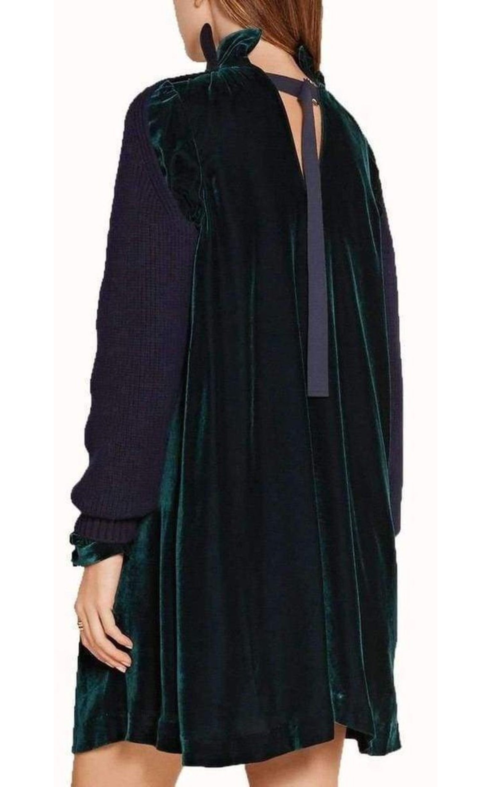 Wool Velvet Panelled Dress - 3