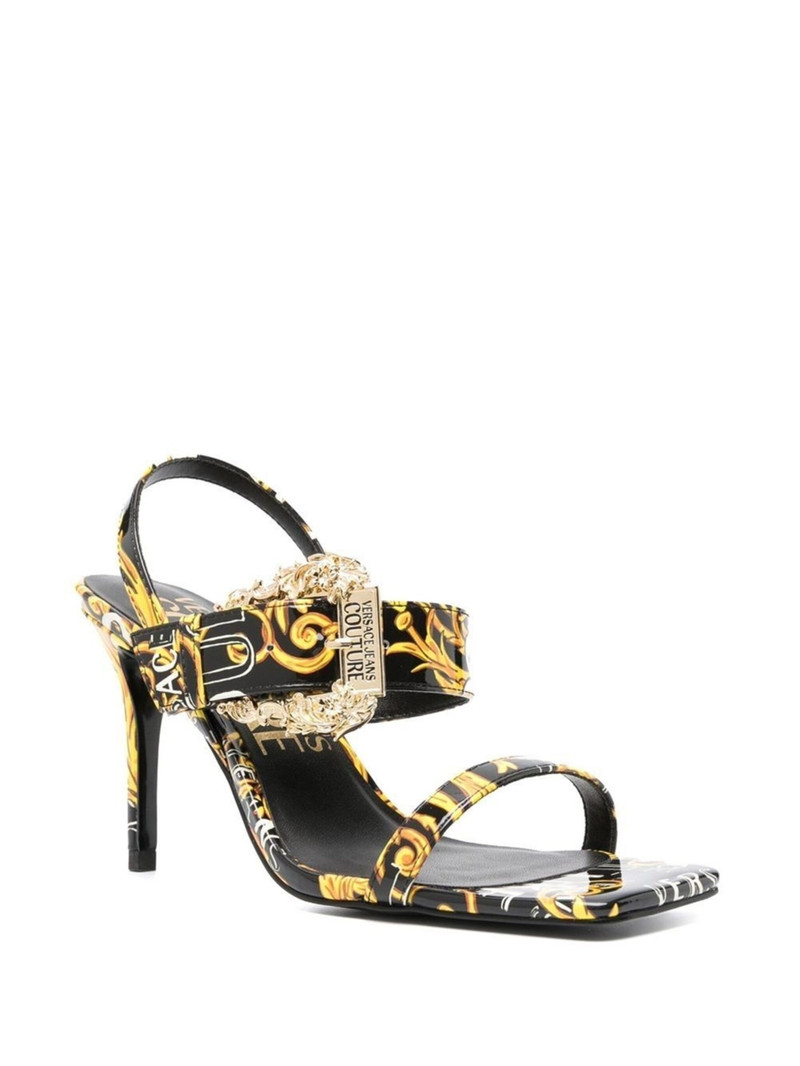 Versace Jeans Couture baroque-print 90mm square-toe sandals outlook