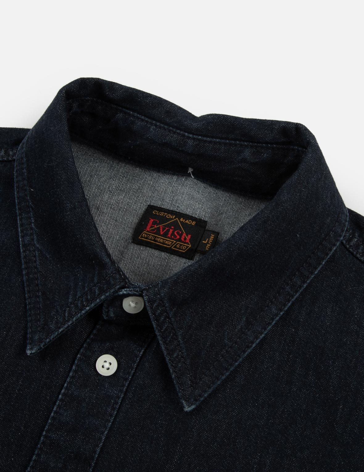 KAMON AND LOGO PRINT OVERSIZED DENIM SHORT-SLEEVES SHIRT - 9