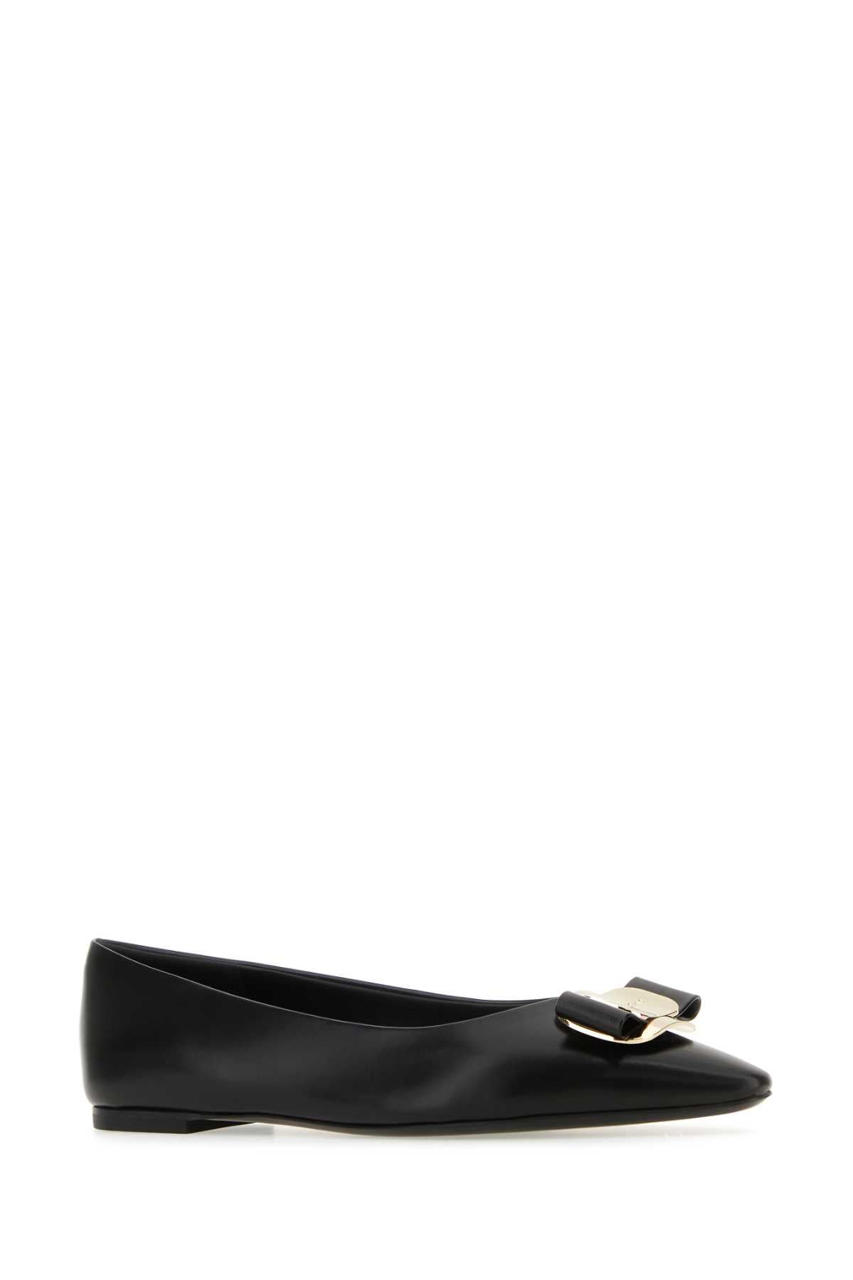 Salvatore Ferragamo Women Black Leather Zea Ballerinas - 2